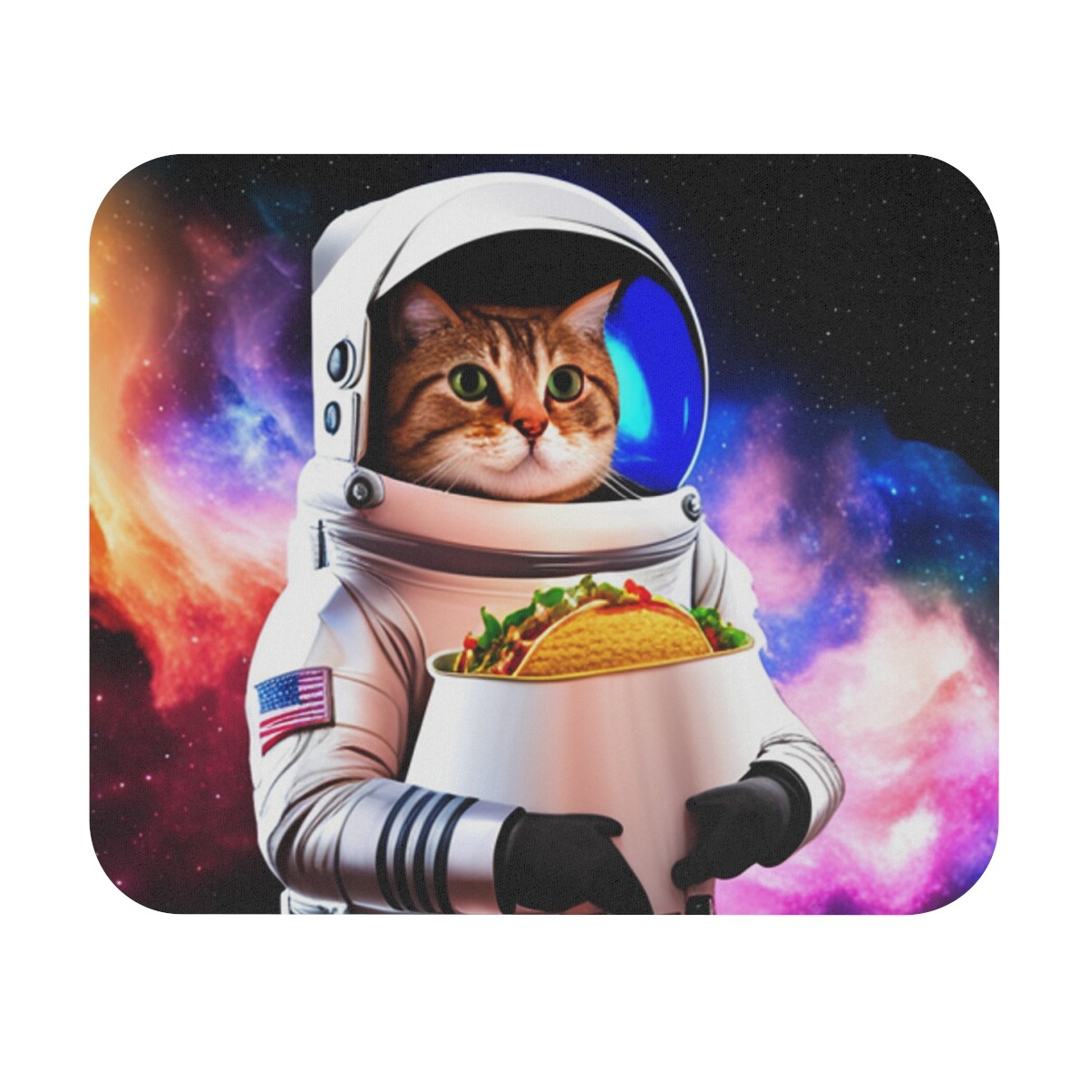 Kitty with Taco in space mousepad