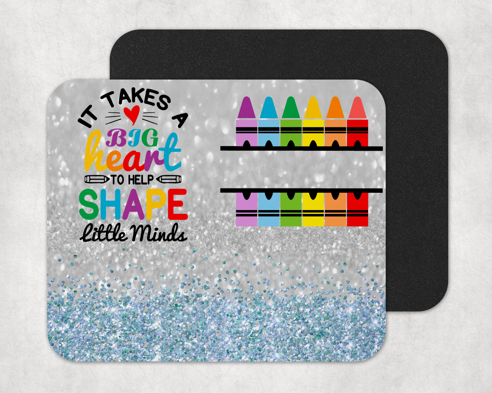 Glitter Custom Name Blue Mousepad, Teacher Gift, Back to School, Christmas