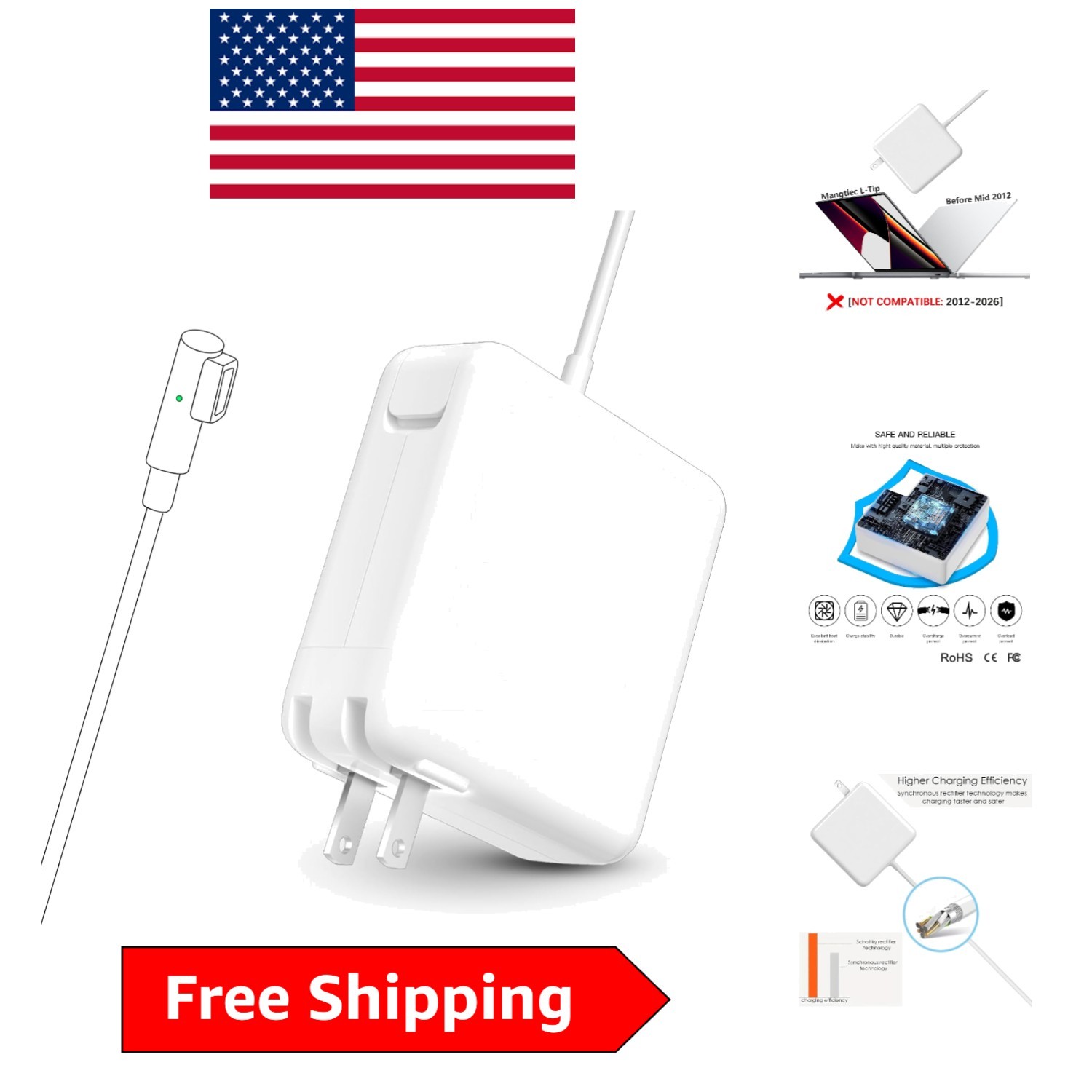 MacBook Pro 85W Mag 1 Charger with LED Indicator - Perfect for Pre-2012 Laptops