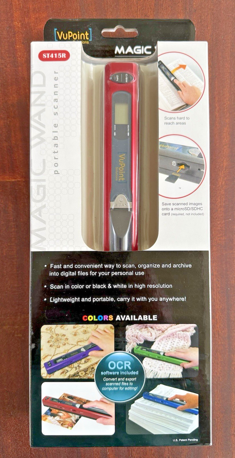 VuPoint Solutions Magic Wand Portable Scanner ST415R New, Sealed In Box, Red