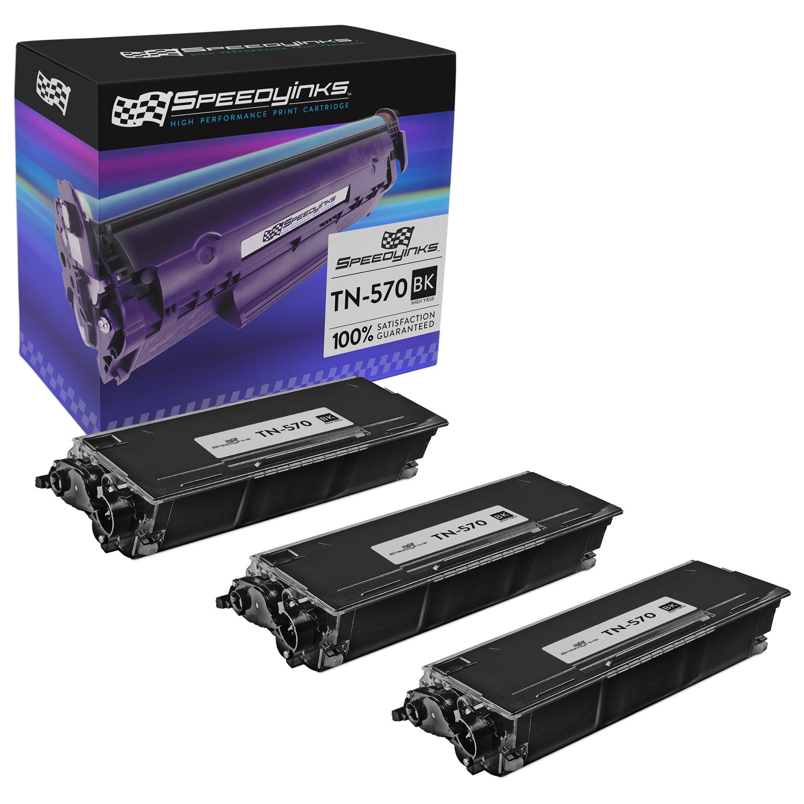 3pk Compatible Brother TN570 High-Yield Black Laser Toner Cartridge
