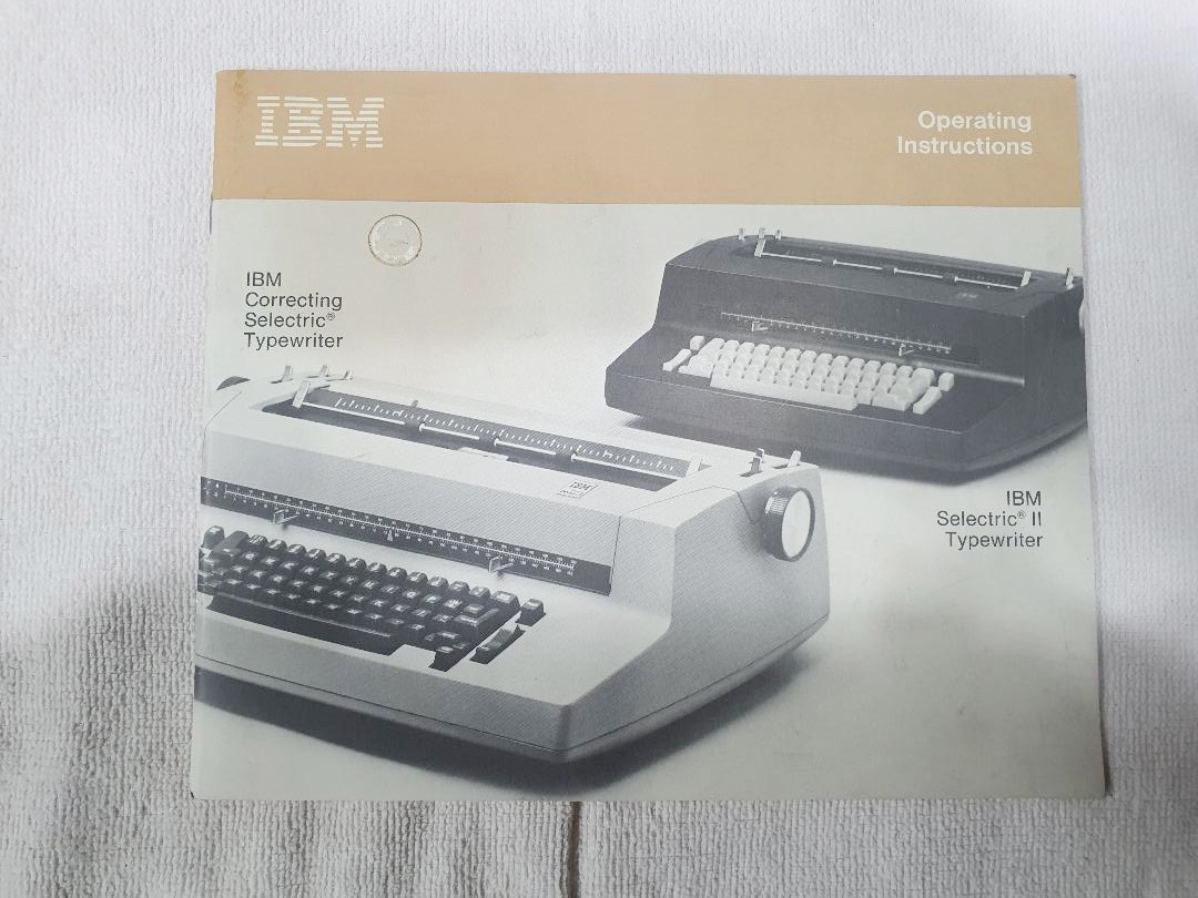 Original IBM Correcting Selectric II Typewriter Operating Instructions Manual. 