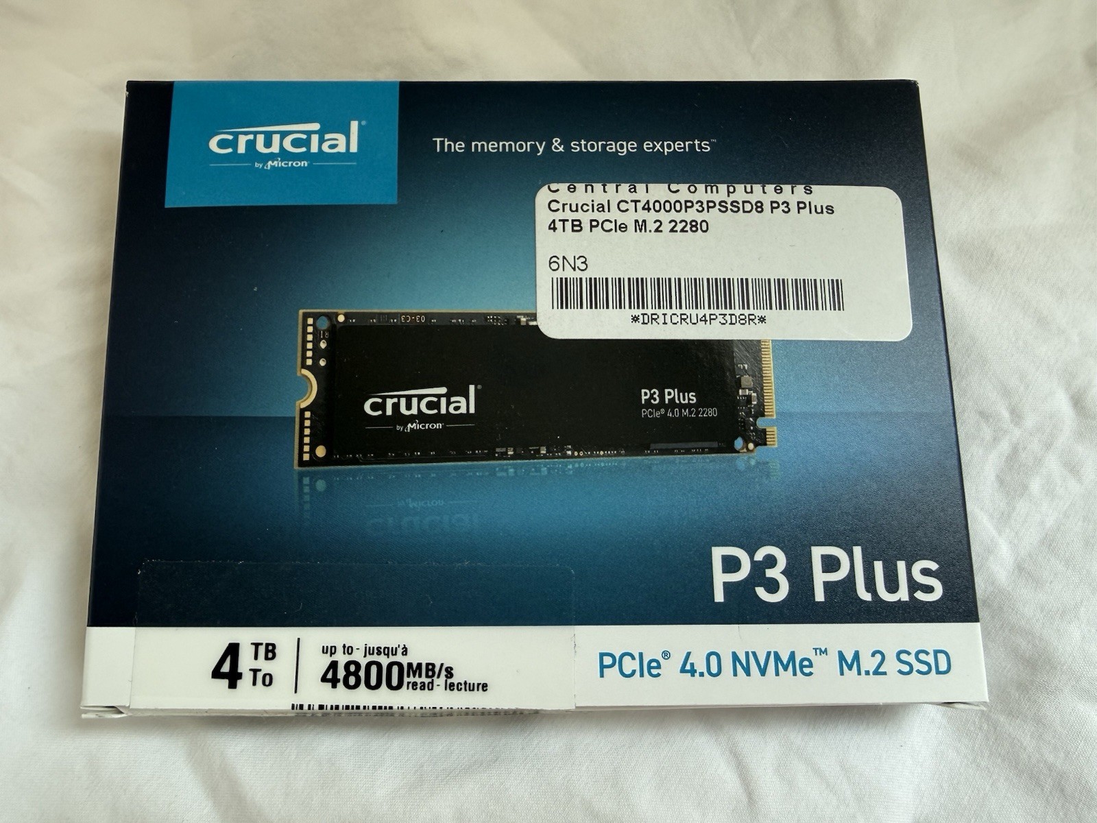 Crucial P3 Plus 4TB PCle 4.0 NVMe M.2 SSD, New, Open Box