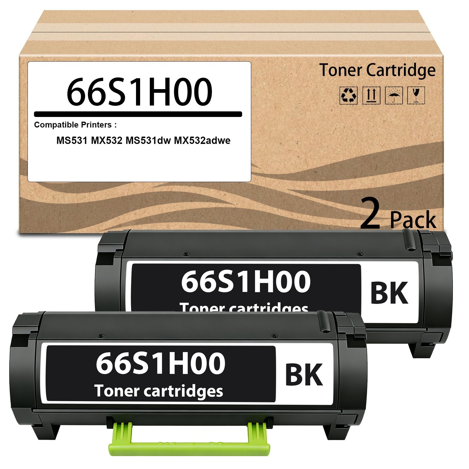 2PK 66S1H00 Extra High Yield Toner Cartridge Compatible for MS531 MX532 MS531dw
