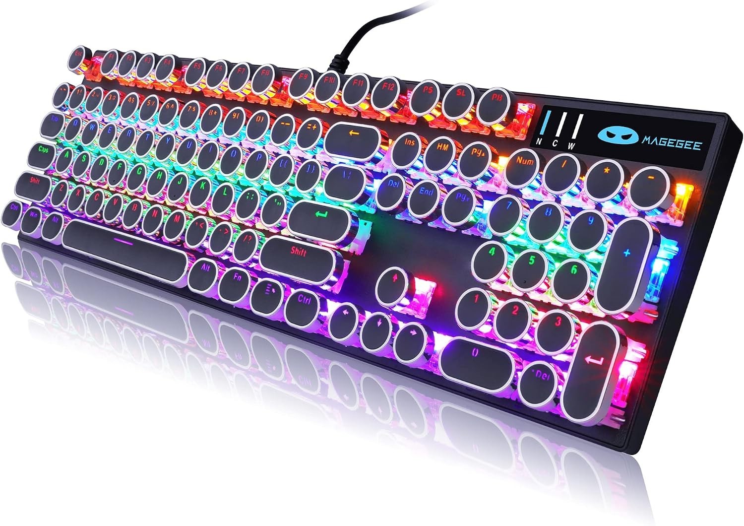 Cute Round Keycap Mechanical Keyboard with RGB Lighting for Gaming & Office Use