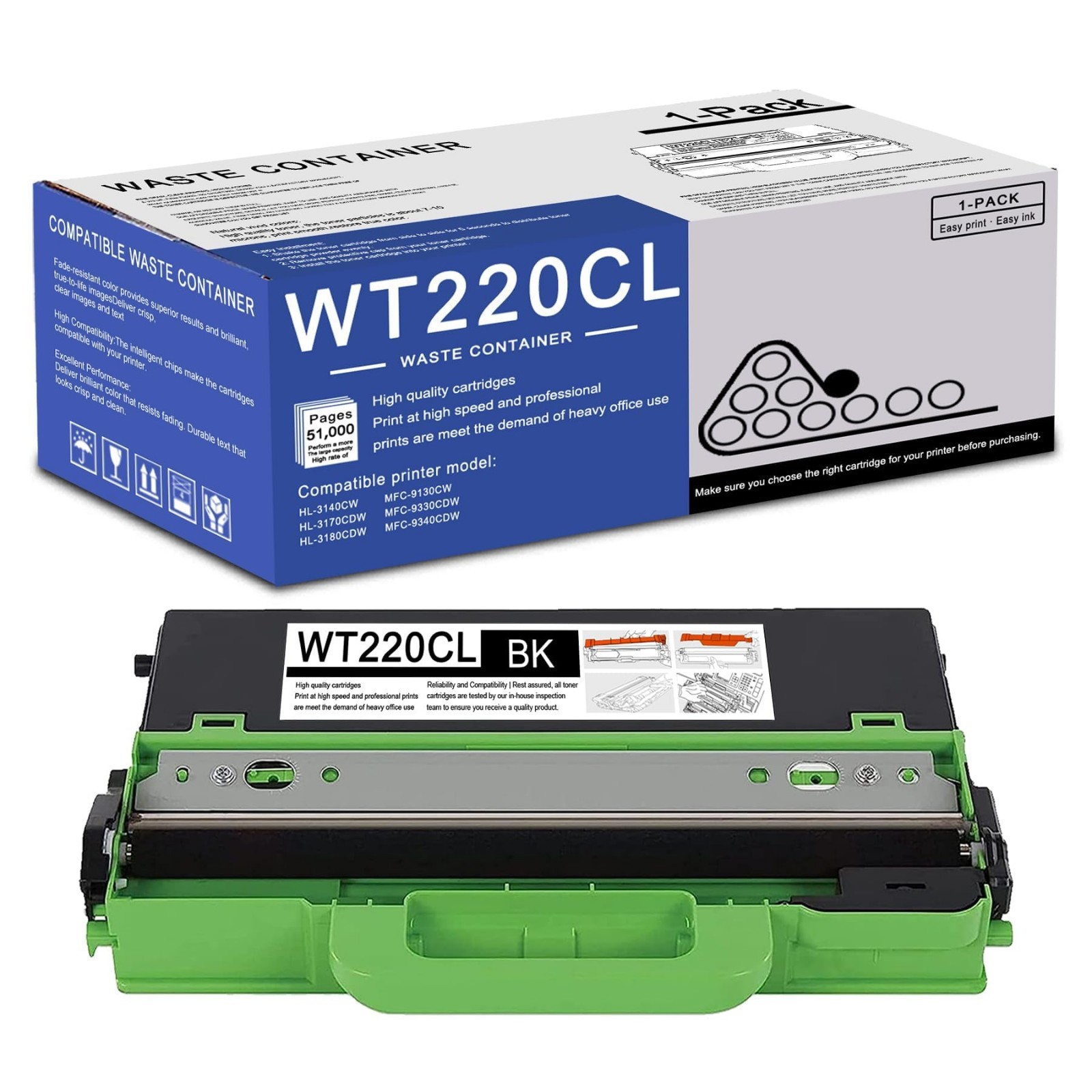 High Yield Black Waste Container Compatible with Brother HL-3140CW MFC Printers