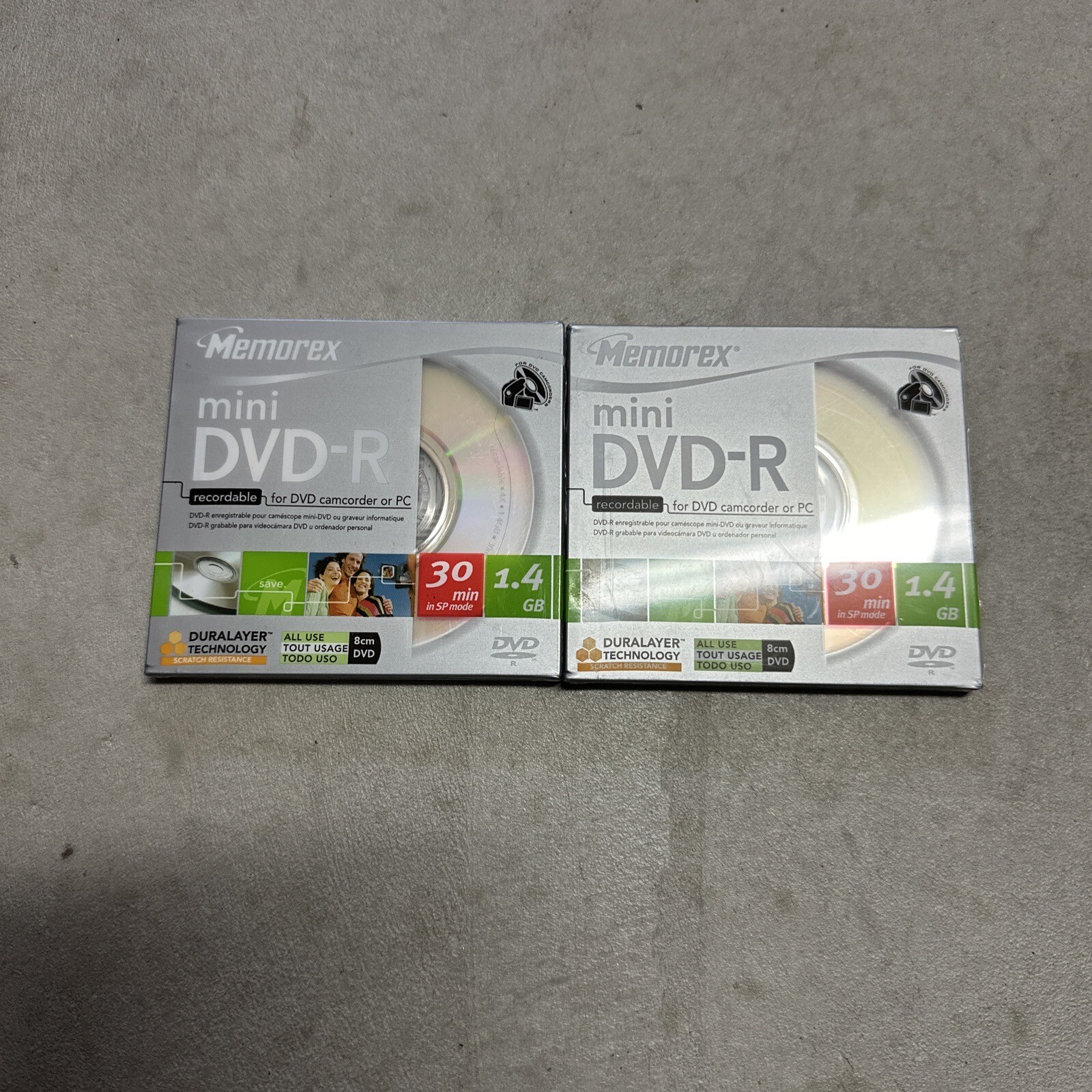 LOT OF 2 NEW SEALED - Memorex Mini DVD-R 4X 1.4 GB 30 Min Recordable