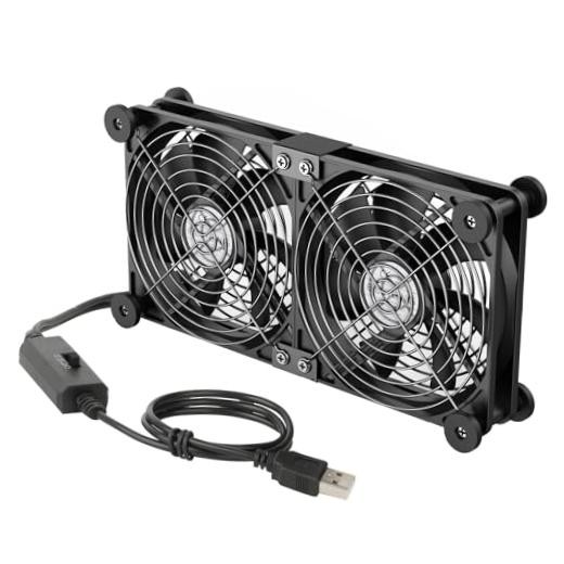 ELUTENG Dual AC USB Computer Fan USB Fans for Cooling 3 Speed Control 140mm