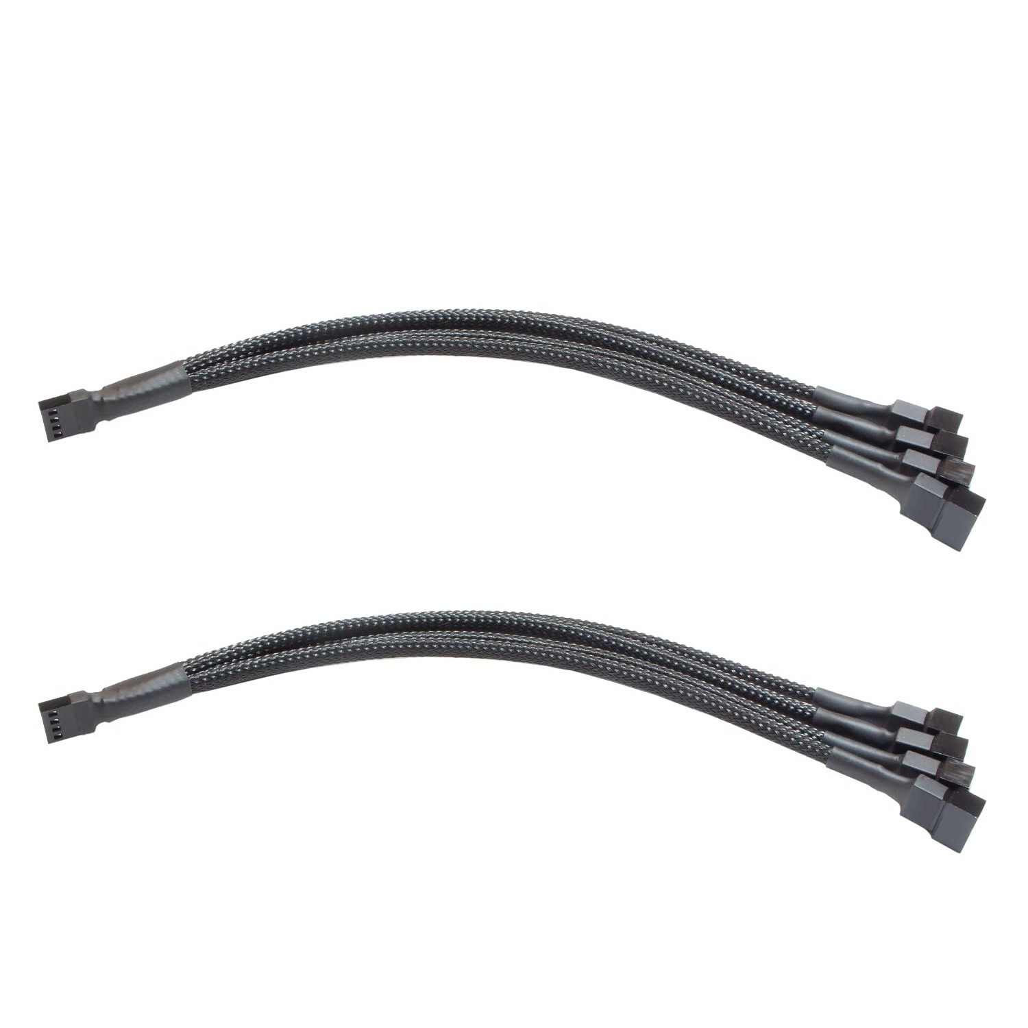 PC Fan Splitter Extension Cable - 1 to 4 PWM Fan Splitter 10.5in black 10 pack