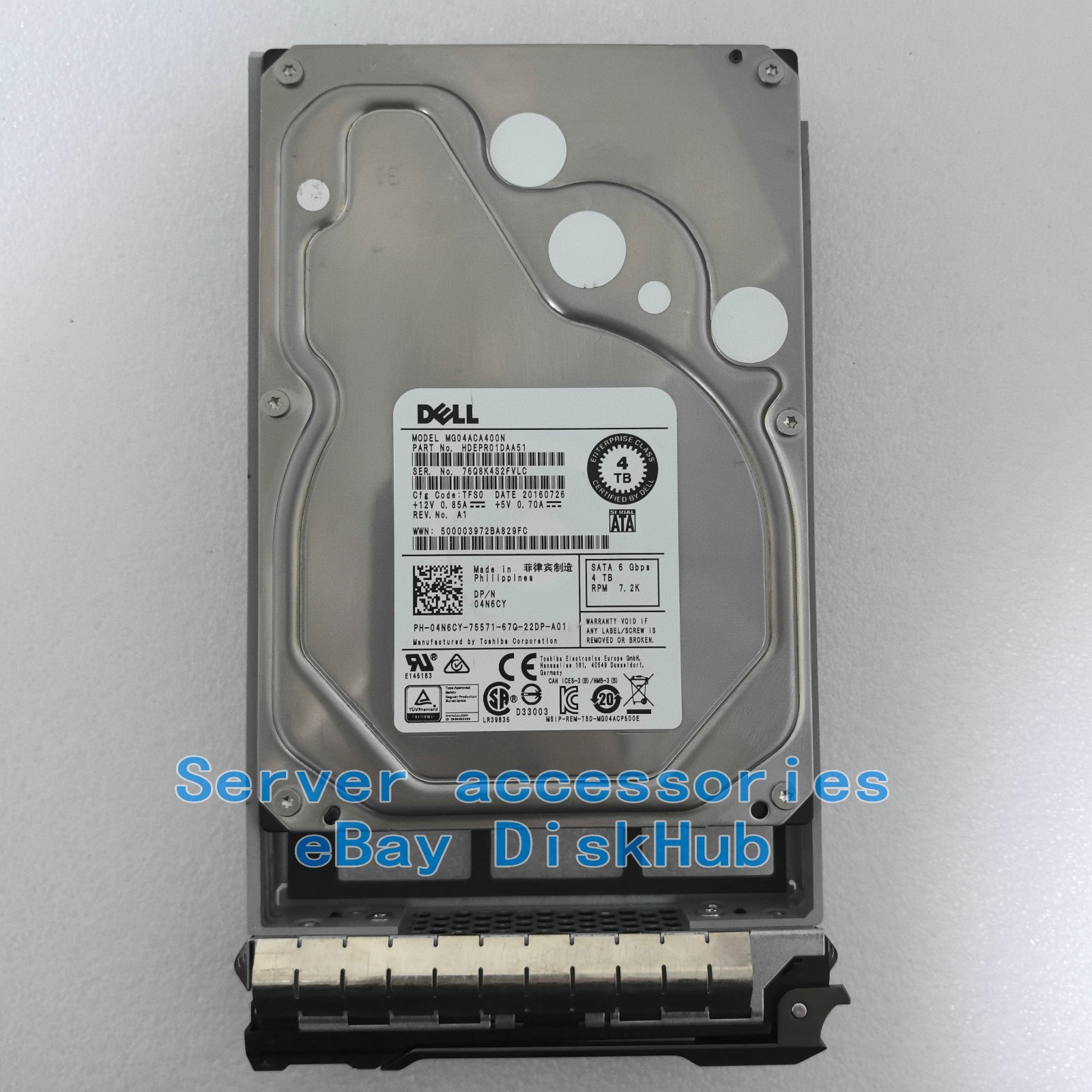 Dell 04N6CY MG04ACA400N 4TB SATA 6Gbps 7.2K RPM LFF 3.5in 4N6CY Gen13Gen14 HDD