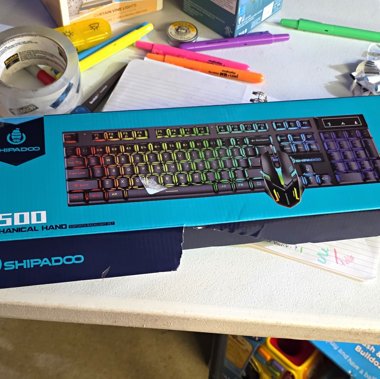 SHIPADOO D500 Mechanical Wired Backlit Keyboard & Mouse Bundle, 5000 DPI