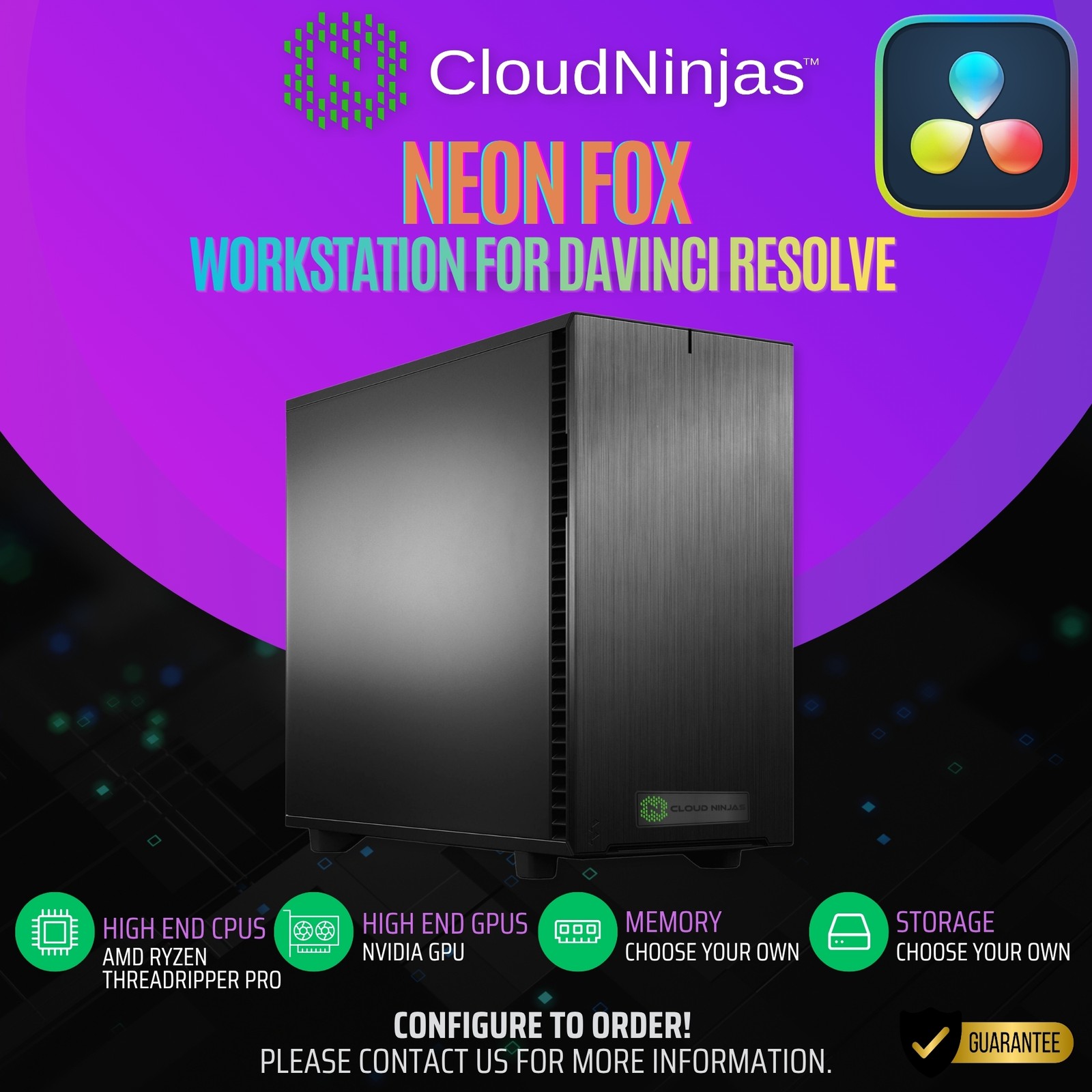 Cloud Ninjas Workstation DaVinci Resolve Intel Core Ultra 9 285K RTX 5080 GPU