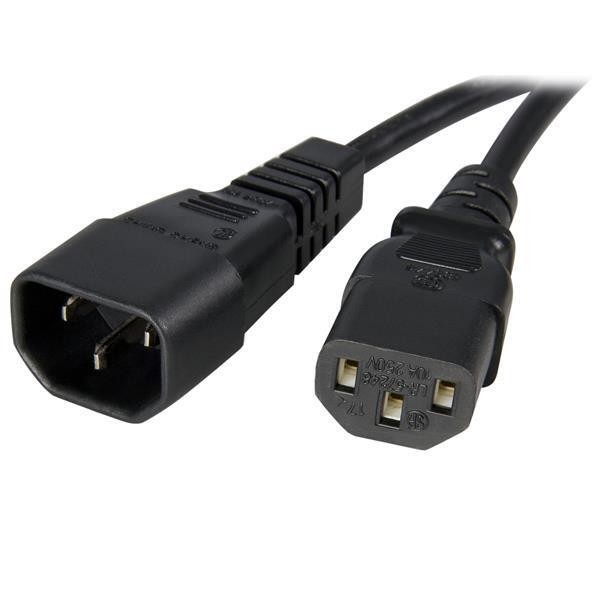 StarTech PXT100143 3 ft 14AWG Computer Power Cord Extension - C14 to C13 Power