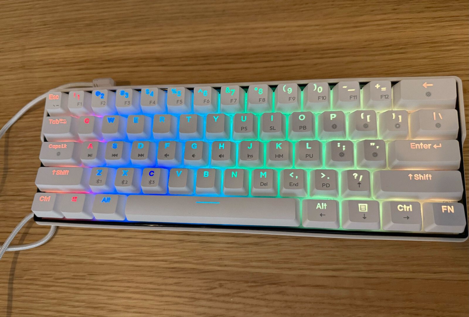 KEMOVE SnowFox 61 60% RGB Mechanical Keyboard, Wireless/Wired, White