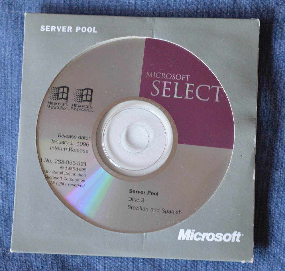 Microsoft Selct CD Vintage Server Pool Disc 3 Brazilian and Spanish 1996