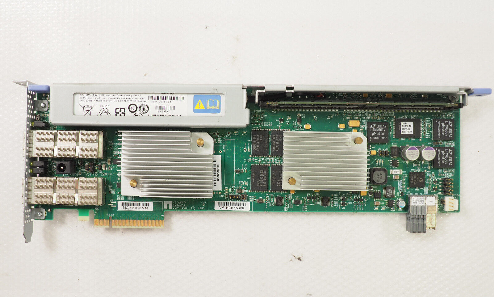 NETAPP 110-00134 111-00607 2-Port Network Adapter Card w/ Battery, 4Gb RAM