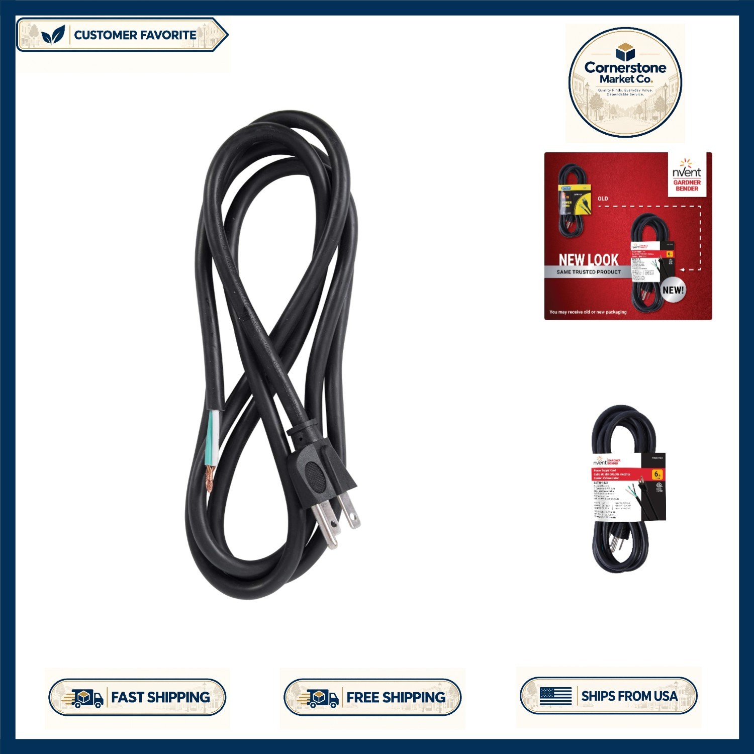 Versatile 6-ft 14/3 AWG Power Cord Replacement - Ideal for Tools & Appliances