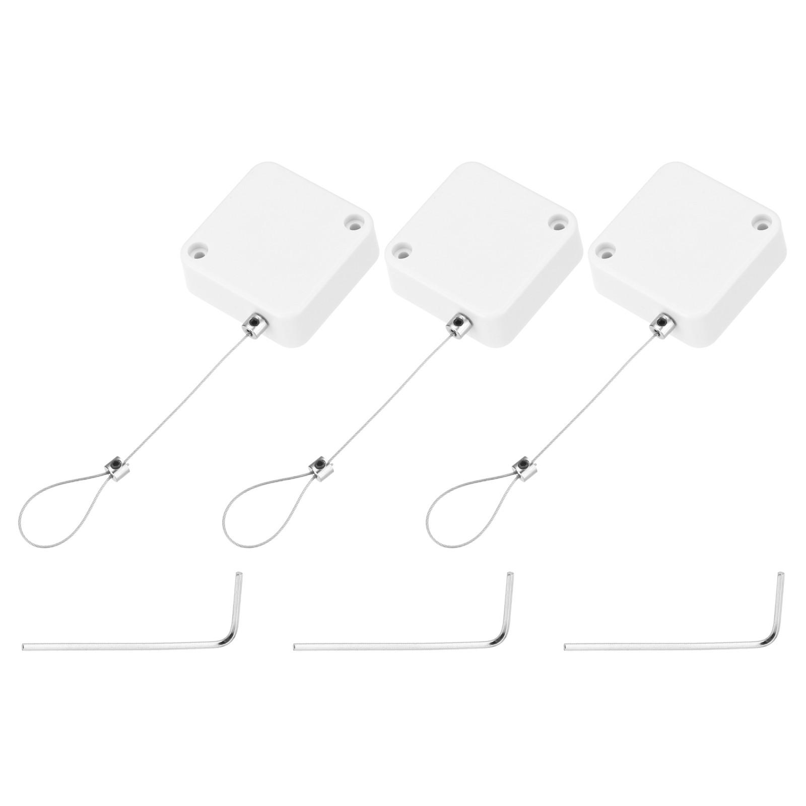 3.3 ft Retractable Cable Security Lock with Latch 600g, White, 3 Pack