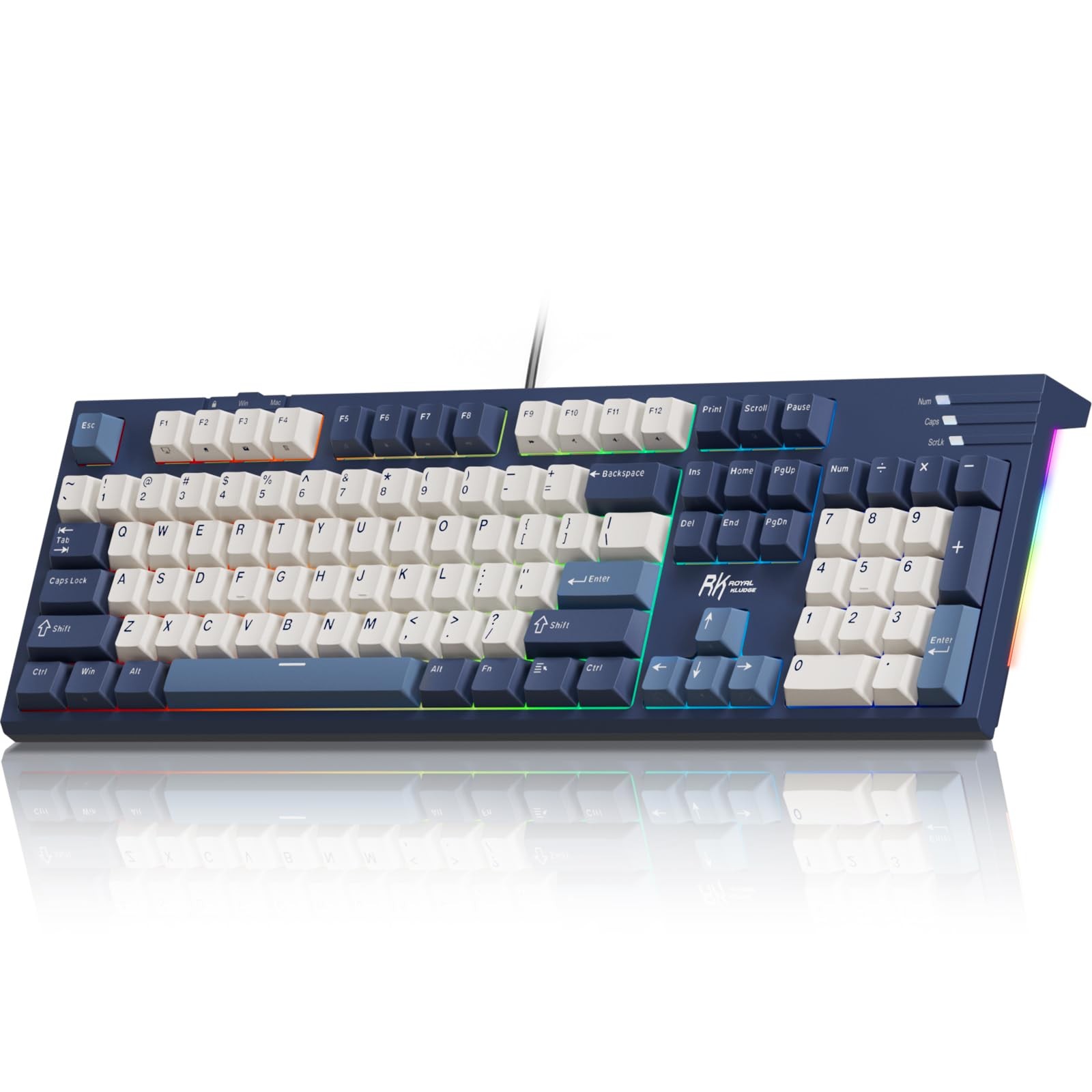 RK ROYAL KLUDGE R104 Wired Mechanical Keyboard 104-Key RGB Gasket Mount