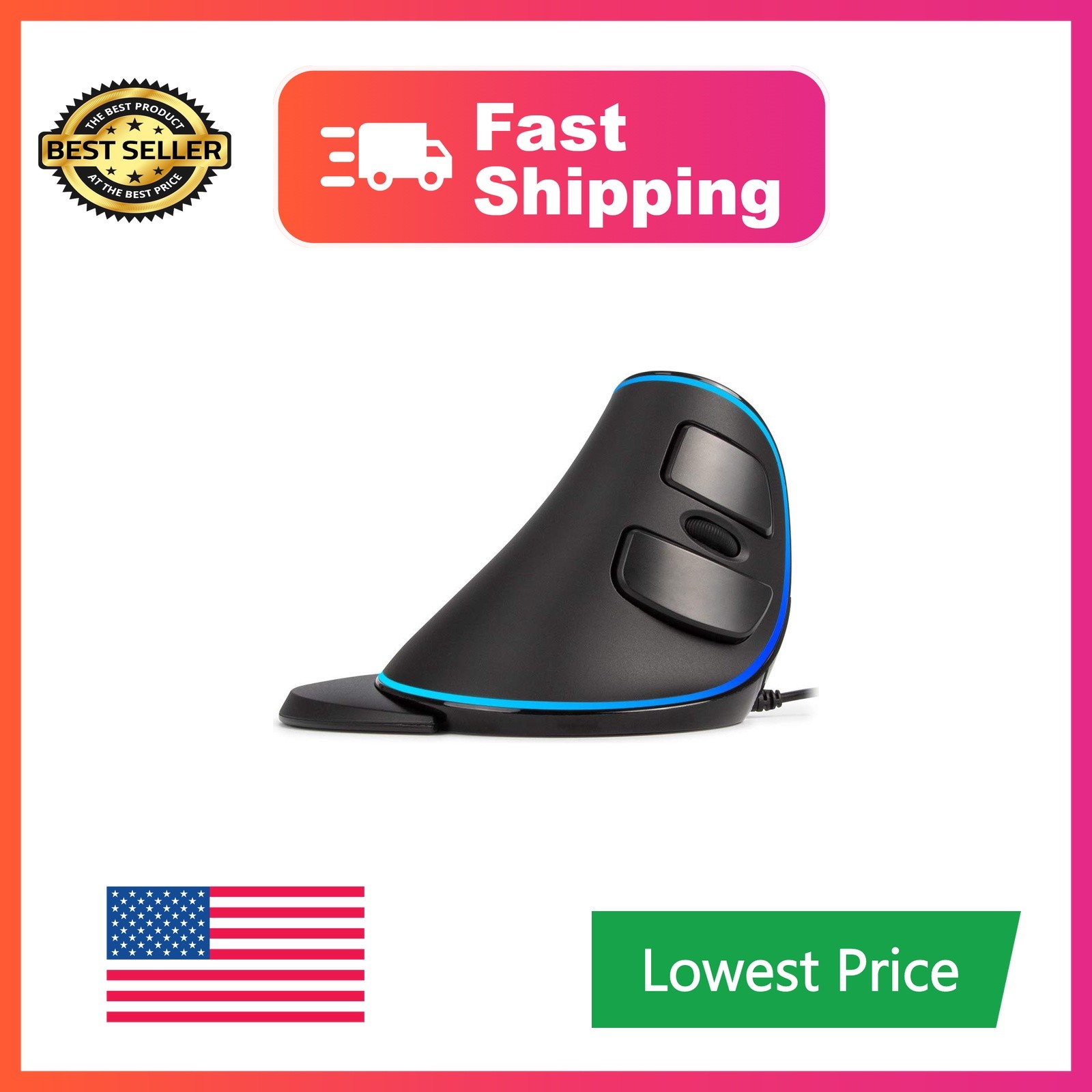 DELUX Vertical Mouse M618PU Blue LED