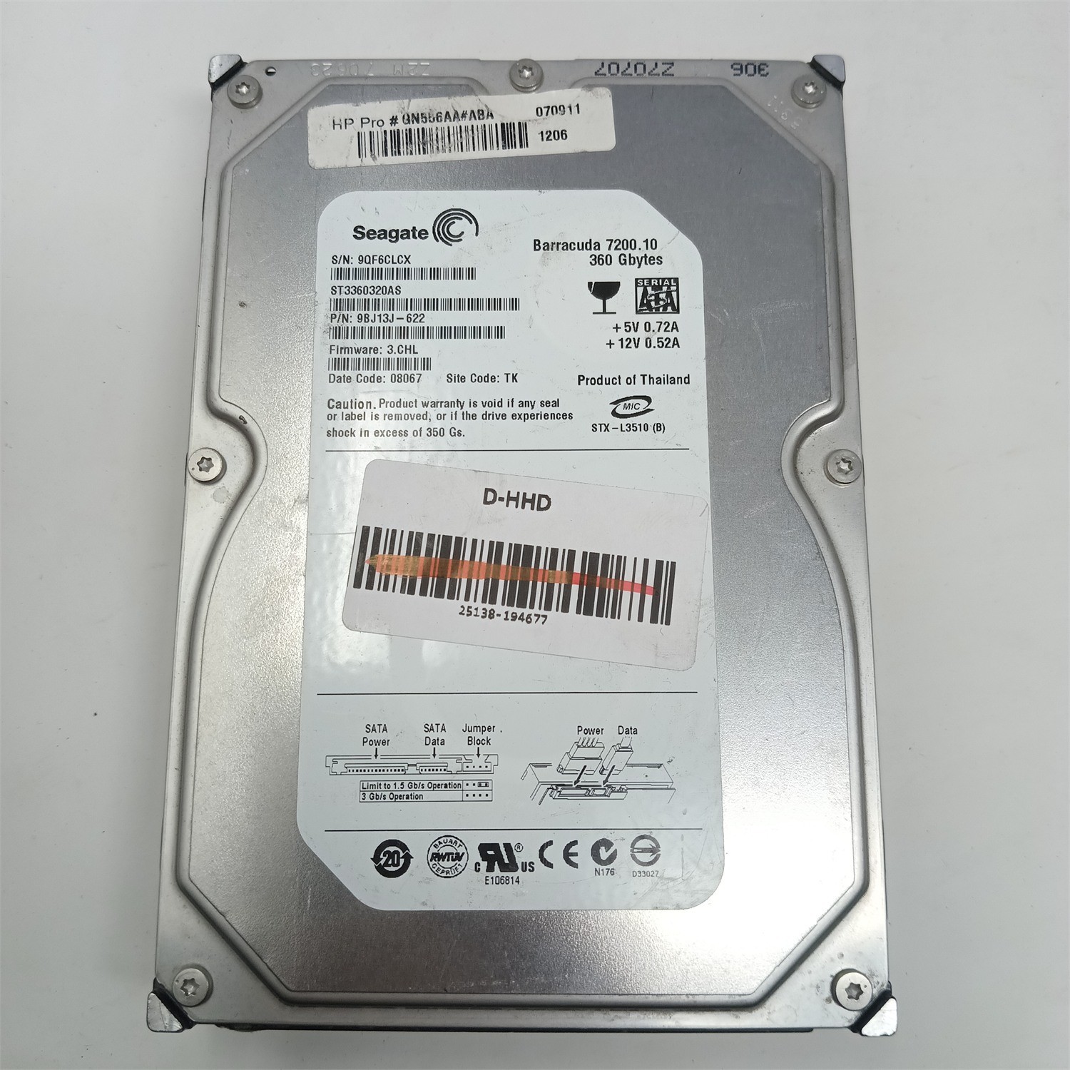 Seagate ST3360320AS 360GB 3.5" SATA III HDD - Tested