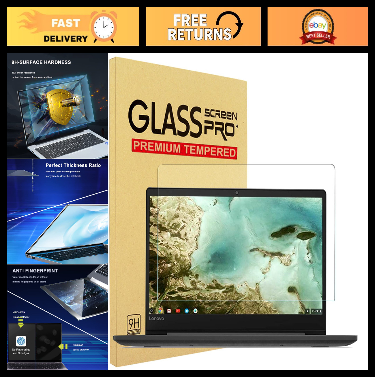 Tempered Glass Screen Protector for 16" Lenovo Yoga 7/Yoga 7i 2-in-1 Laptop, 9H