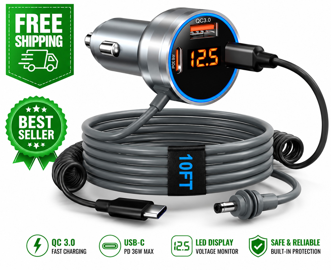 Starlink Mini Cable 10FT, 4 In1 Starlink Mini Car Charger 12V DC Power Cable+60✅