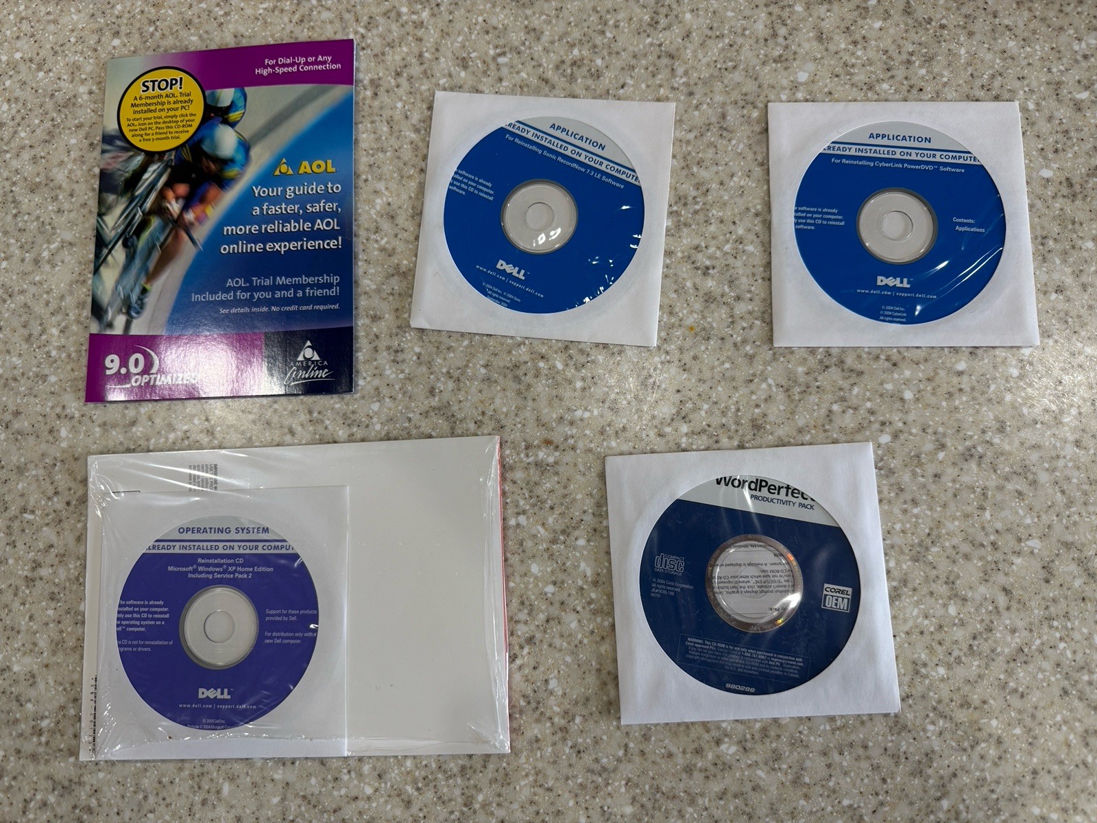 Various Vintage New Sealed Software - AOL - Dell - Operating System Etc