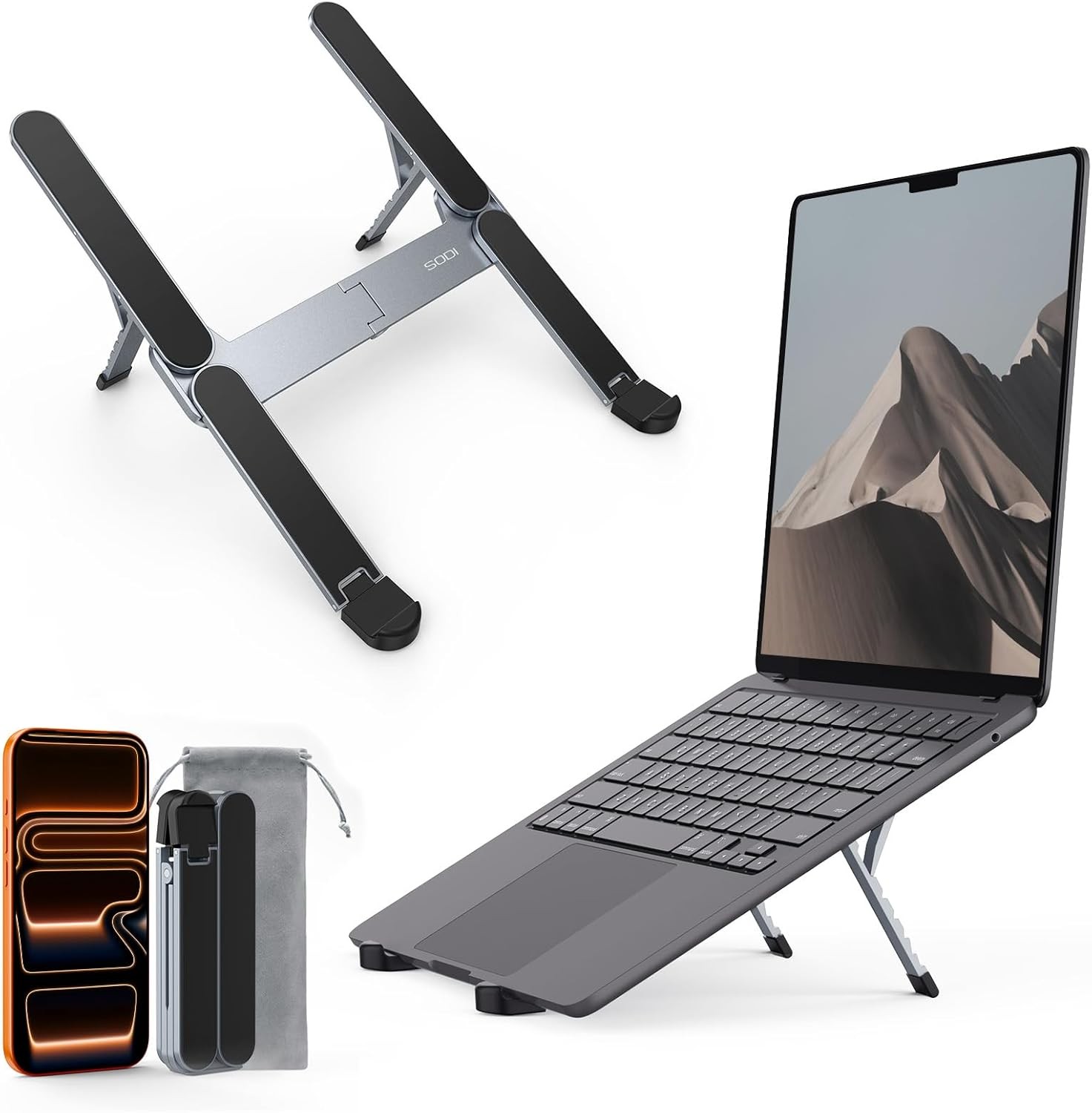 [Ultra Compact] Foldable & Portable Laptop Stand for Desk, Lightweight Tablet...