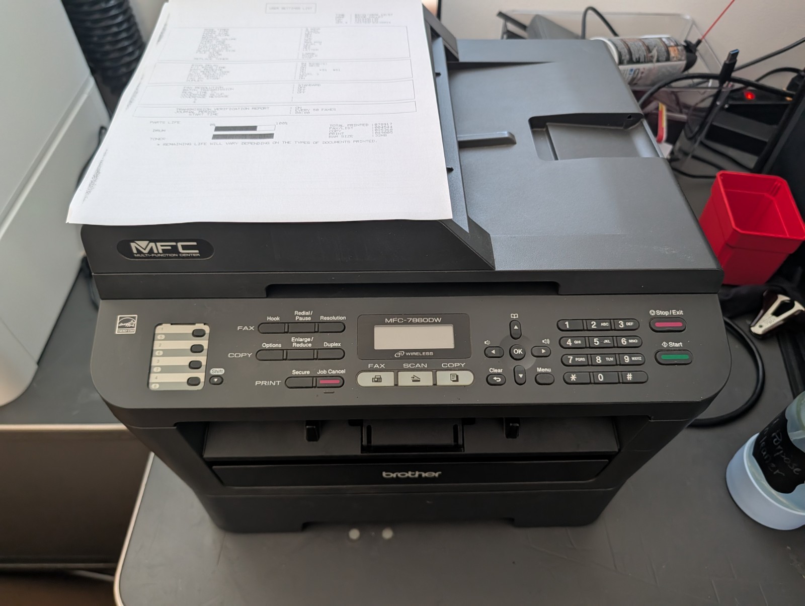 BROTHER MFC-7860DW Wireless All-In-One Laser Printer Copier FAX 79k page W/Toner