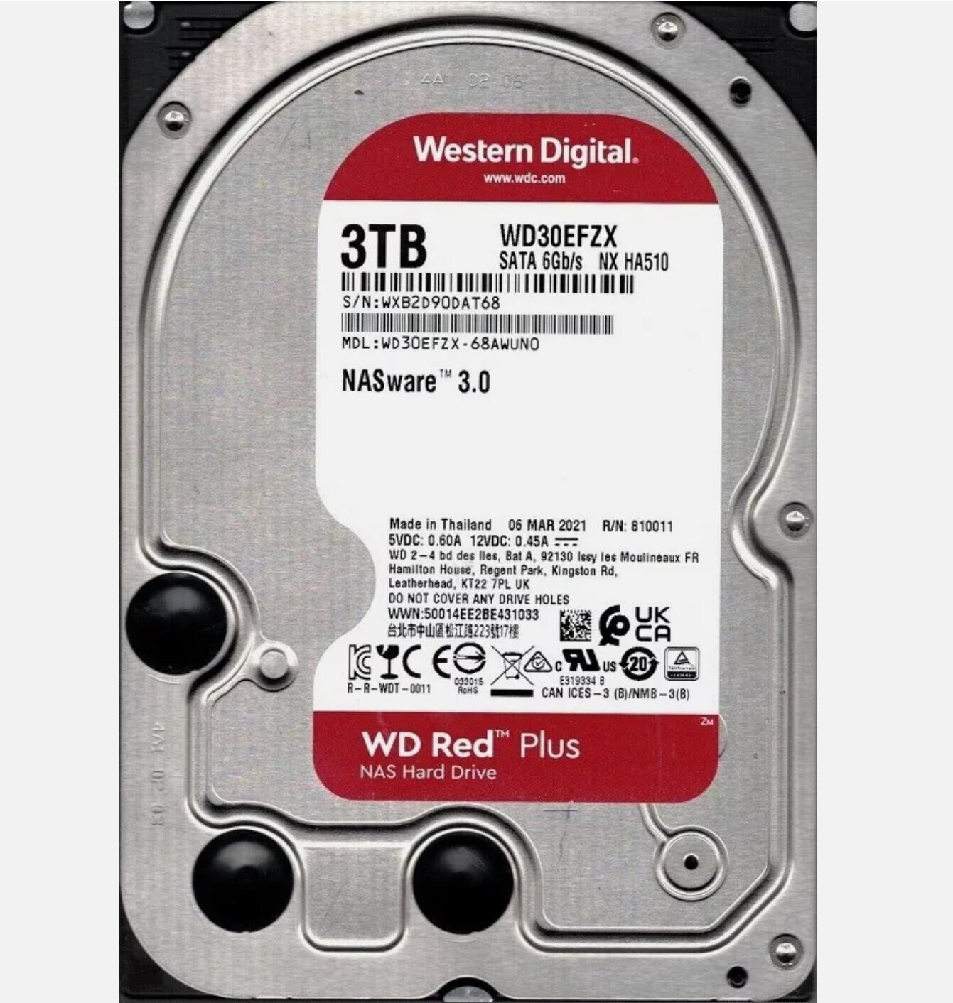Western Digital WD30EFZX 3TB SATA 128MB 6Gbs 3.5" Internal Plus Hard Disk Drive