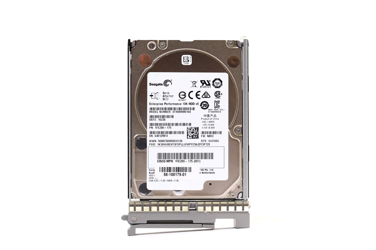 Cisco ST900MM0168 900GB 2.5" 12Gb/s 10K RPM SAS Drive W/Caddy P/N: 1FE200-175