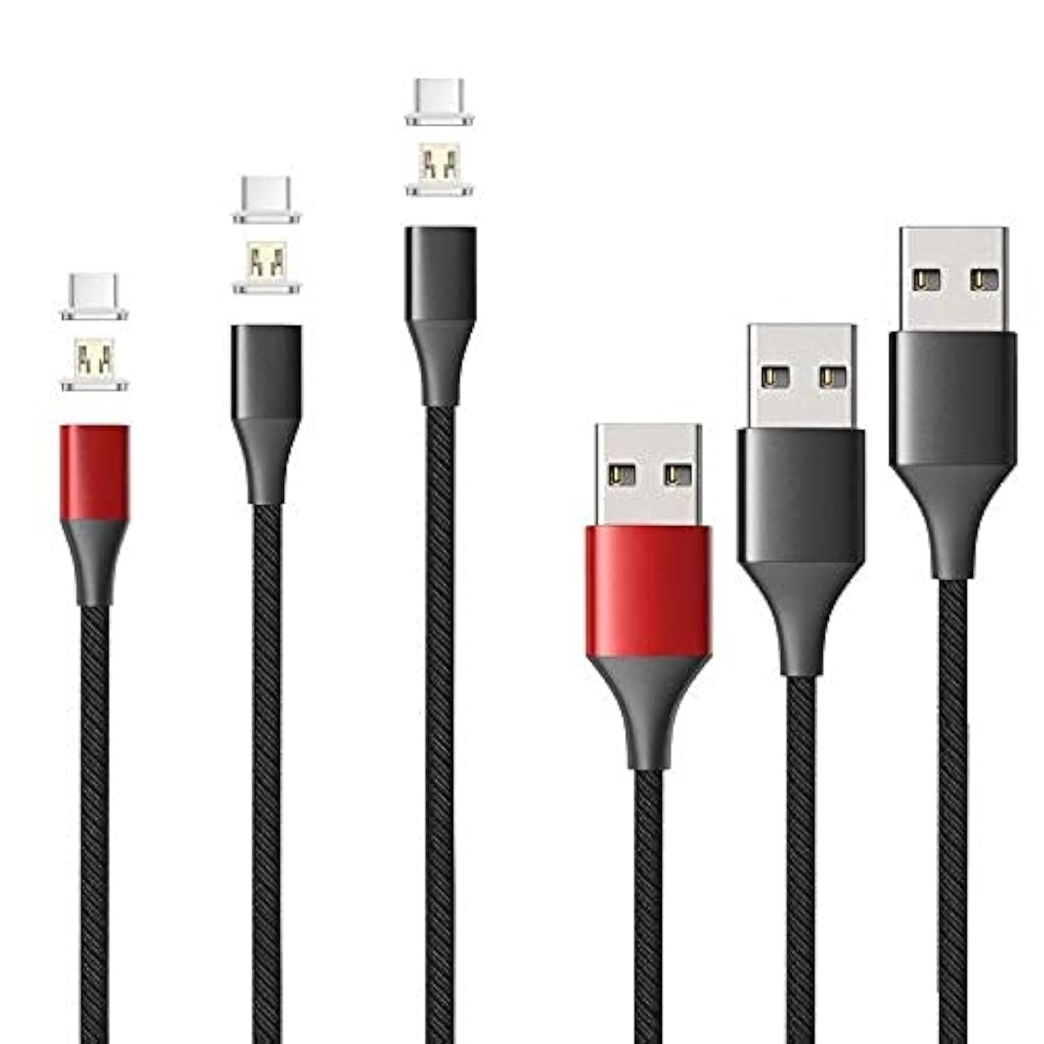 N. NETDOT Magnetic Charging Cable, Gen10 Nylon Braided 1/3/5ft, Black 