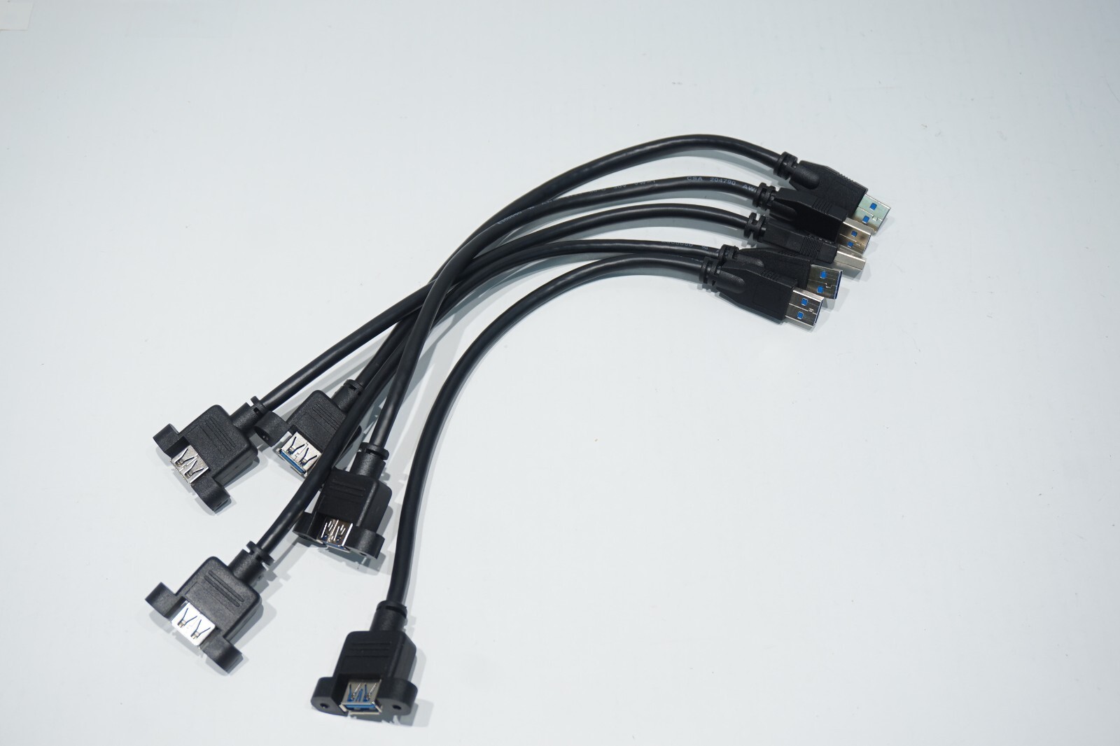 (5) USB 3.0 SuperSpeed TYPE A MALE to A-FEMALE SCREW PANEL MOUNT 1FT EXT. CABLE