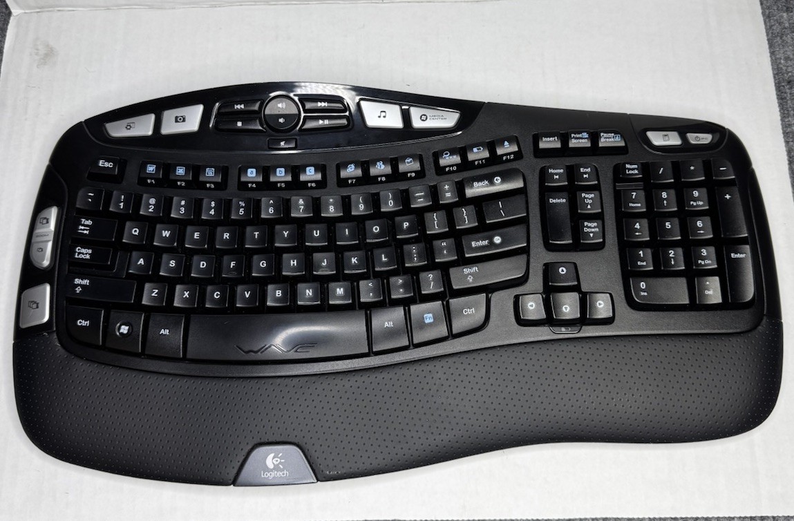 Logitech K350 Wireless Comfort Wave Ergonomic Keyboard NO USB Dongle Clean