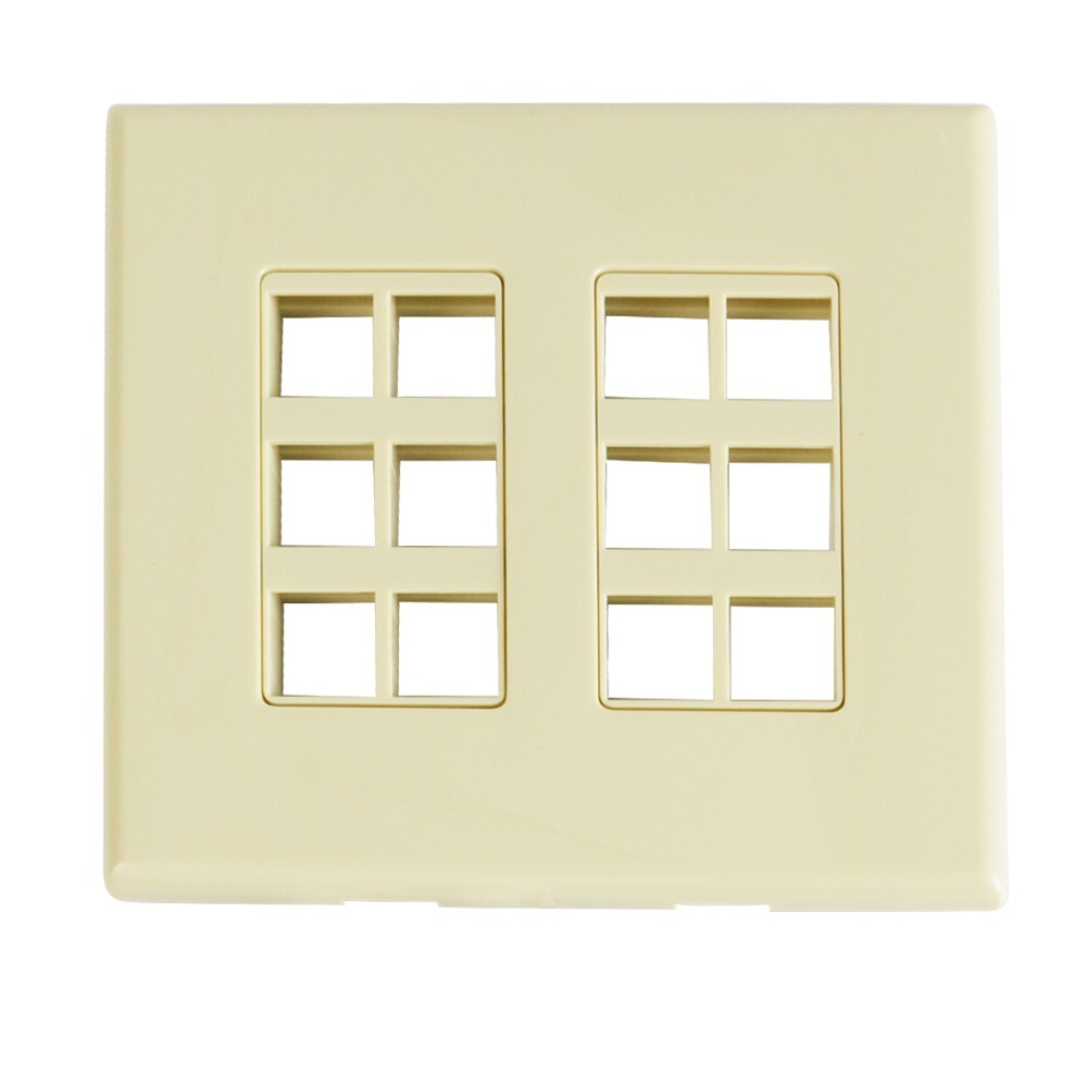 *OPEN BOX* Construct Pro™ 12-Port Keystone Wall Plate with Screwless Face, Ivory