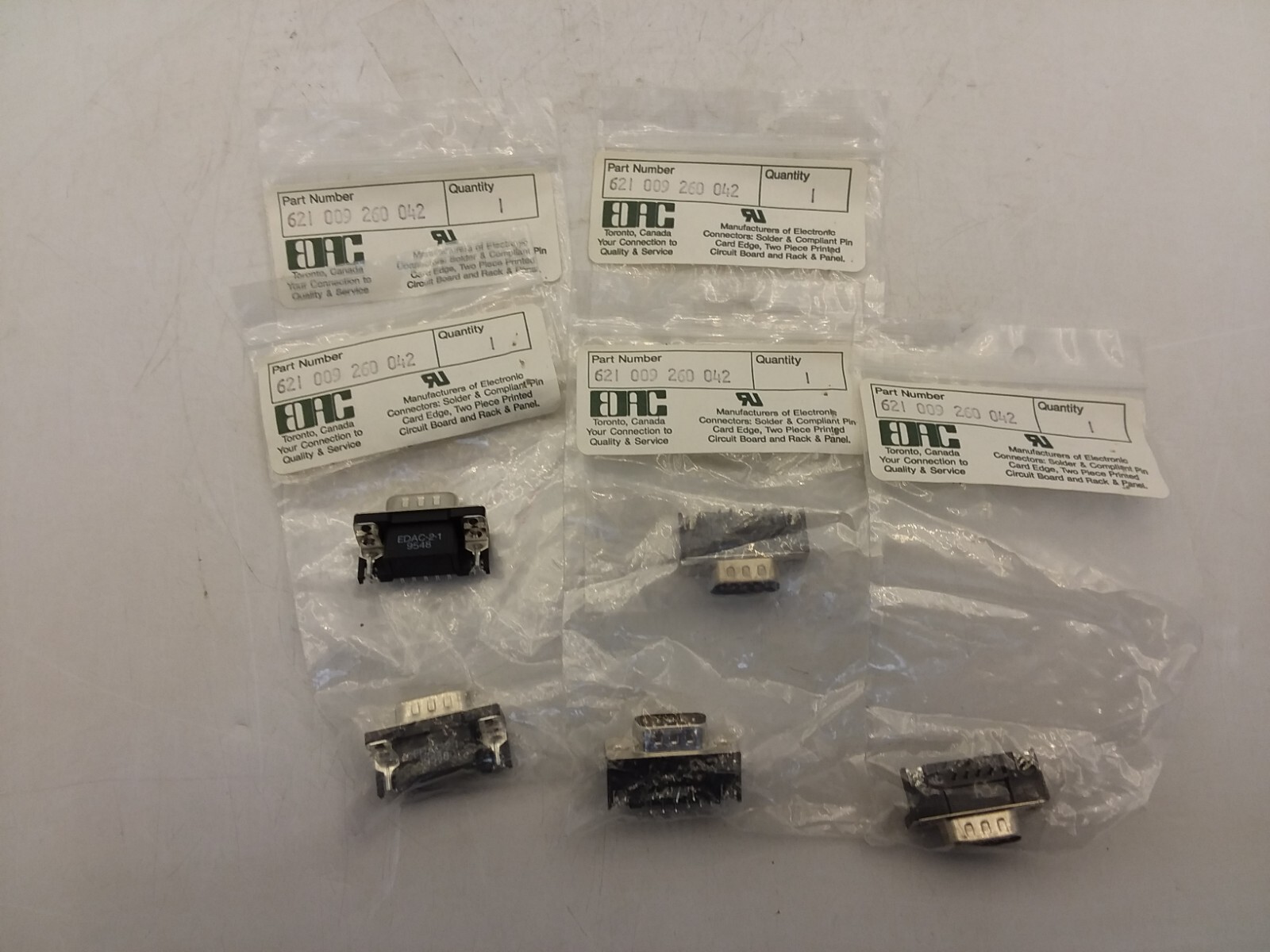 EDAC 621-009-260-042 CONNECTOR PLUG 9 POSITION SERIES 621 SOLDER TYPE LOT OF 5