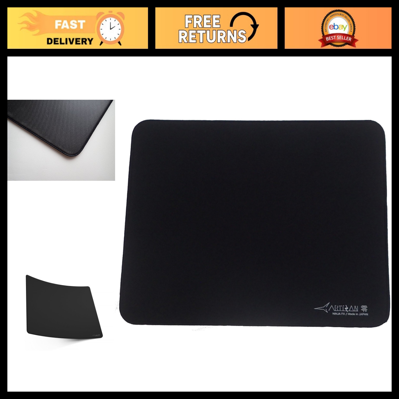 Large Black Gaming Mouse Pad - Extra Soft Surface, Japan Import, XL Size