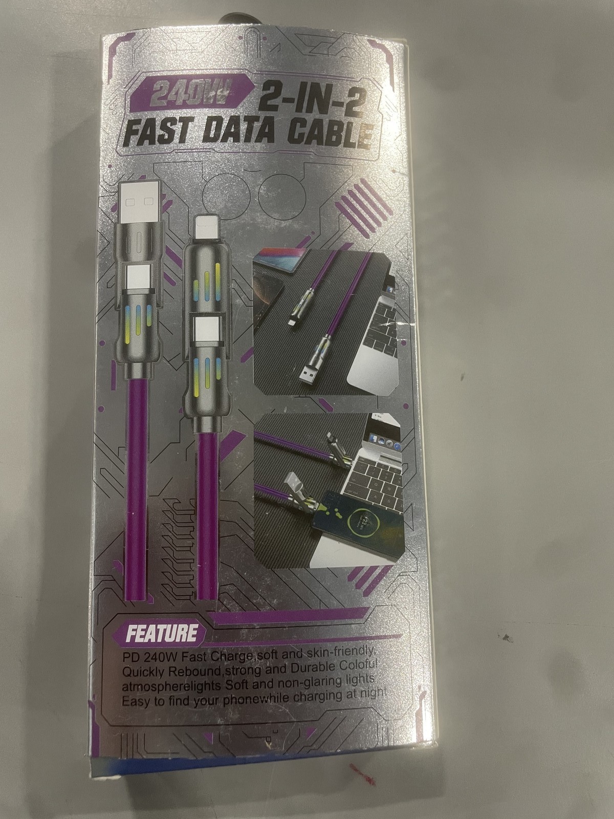 GENERIC 240W 2-IN-2 FAST DATA CABLE - BLUE