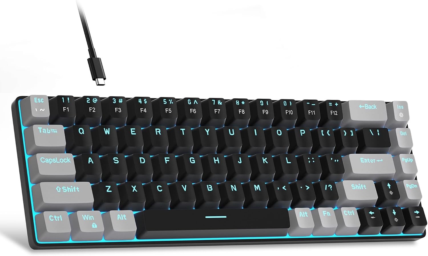 Portable 60% Mechanical Gaming Keyboard, MK-Box LED Backlit Compact 68 Keys M...
