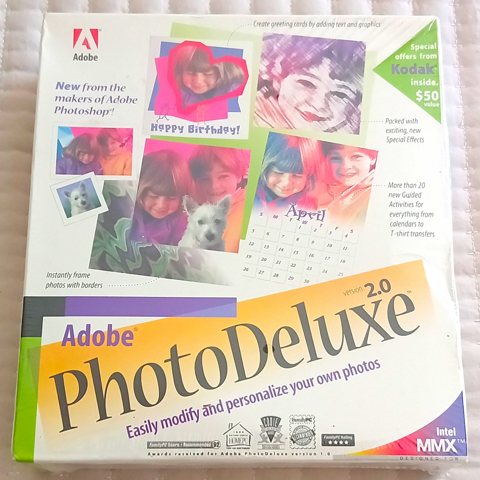 Adobe PhotoDeluxe 2.0 Photo Editing Software Boxed CD-ROM Factory Sealed Vintage