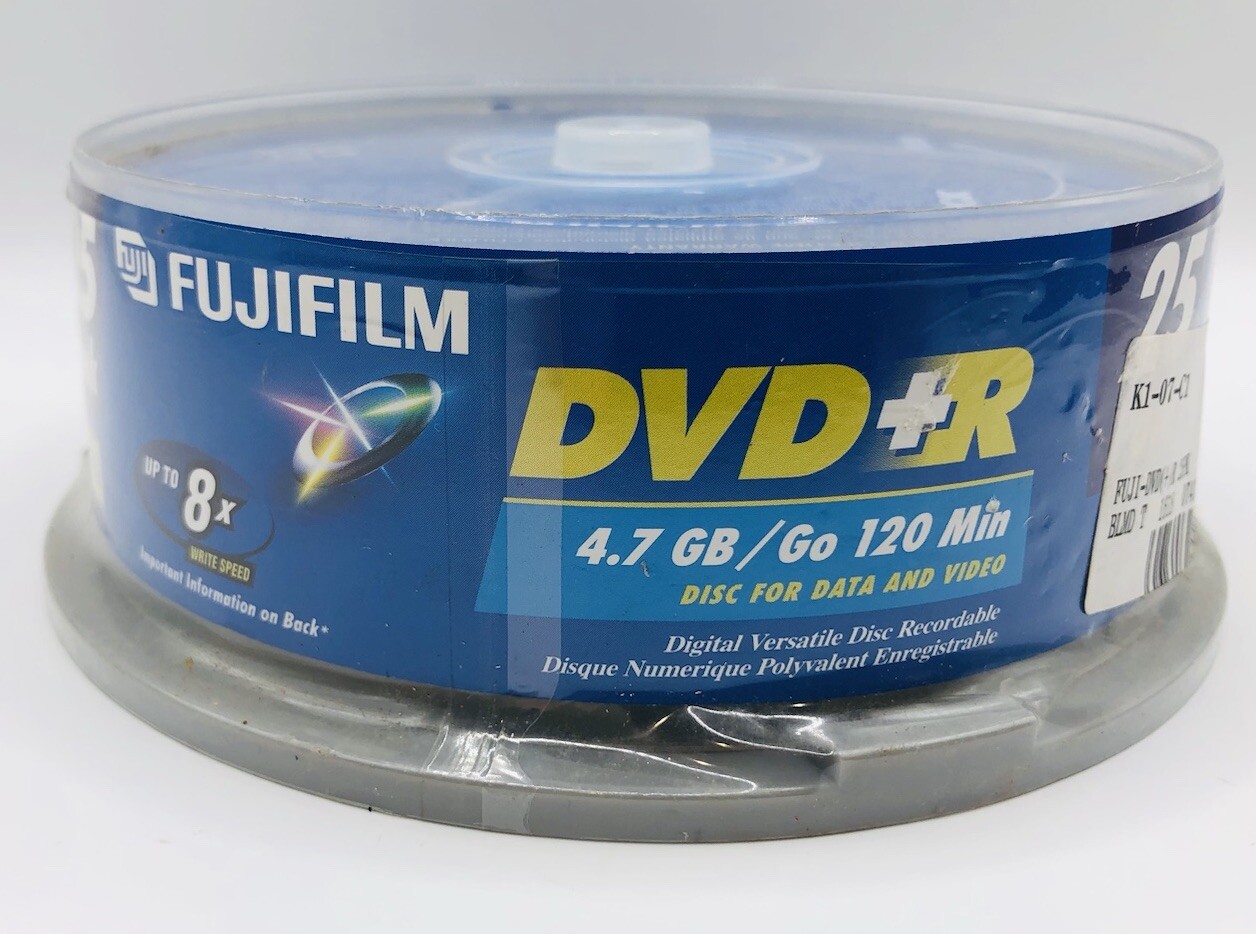 Fujifilm 25 Pack DVD+R 4.7 GB 120 Min Blank Recordable Disk Video Data SEALED
