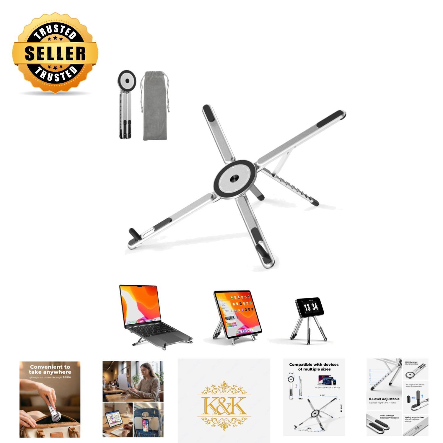 Foldable Lightweight Laptop Stand - Ergonomic Riser for Comfort & Stability