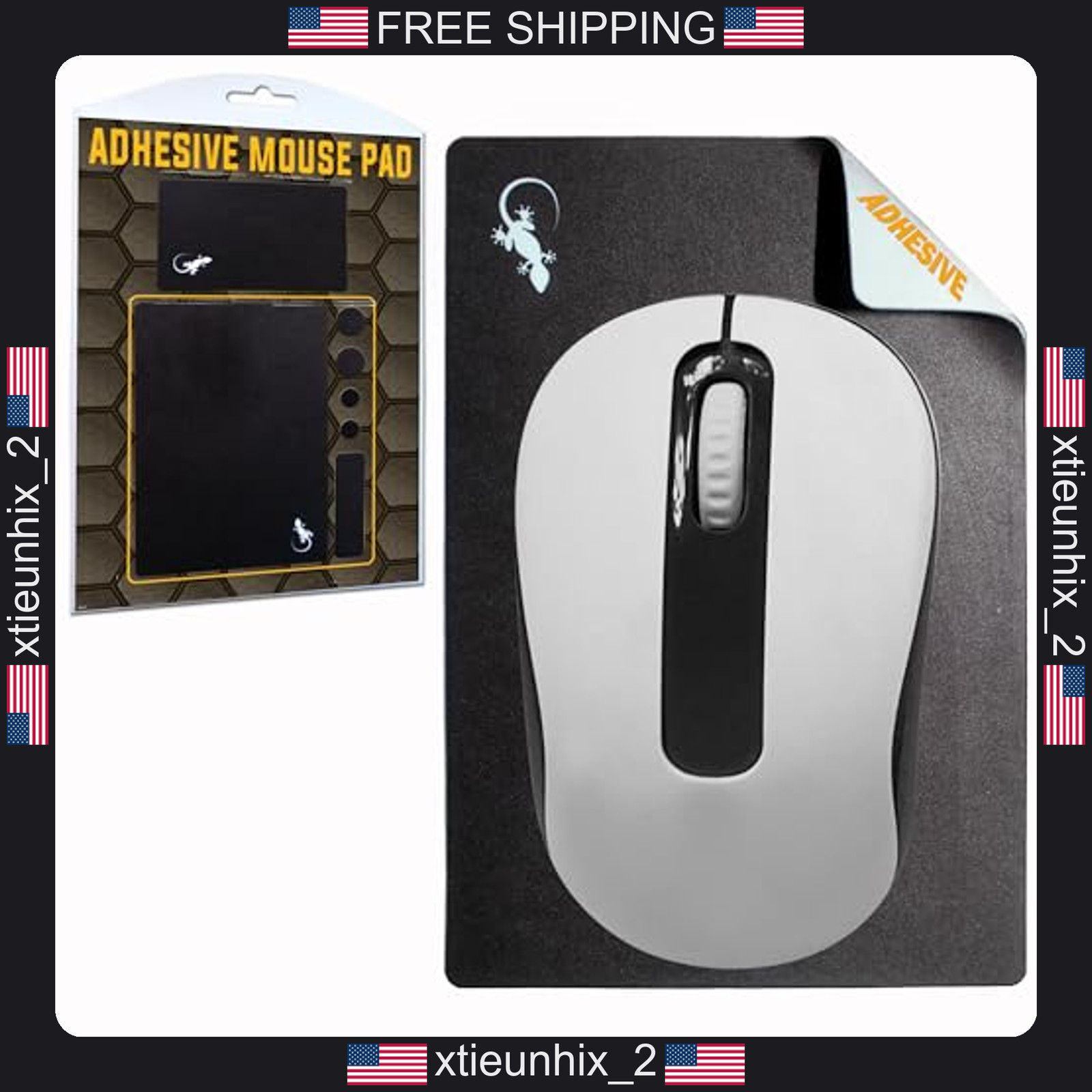 Adhesive Microfiber Mouse Pad with Webcam Cover and Screen Cleaner