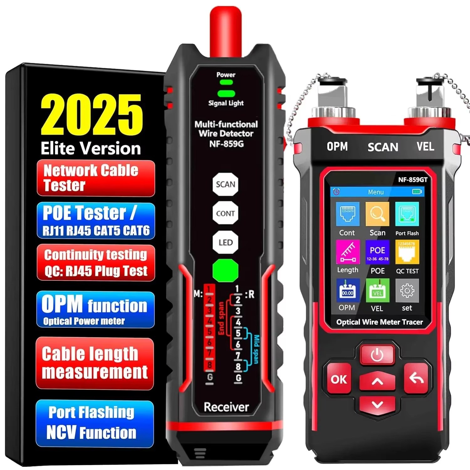 NF-859GK Network Cable Tester TDR PING POE RJ45 RJ11 CAT5 CAT6 CAT3