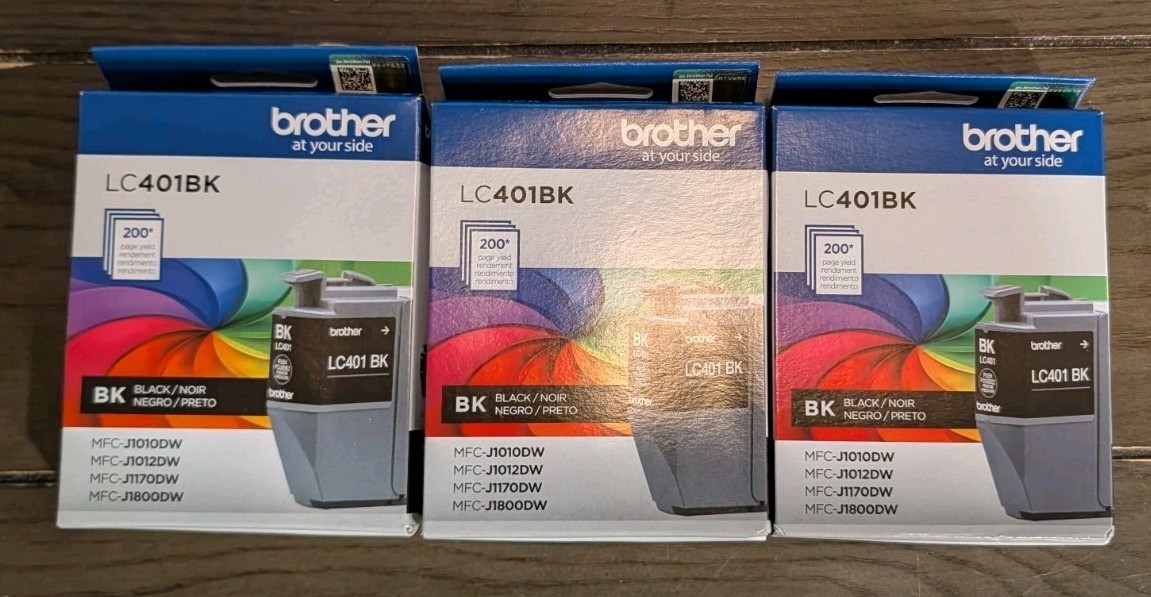 Brother LC401BK Black Original Standard Yield Inkjet Ink Cartridge-3 Pks 05/2028