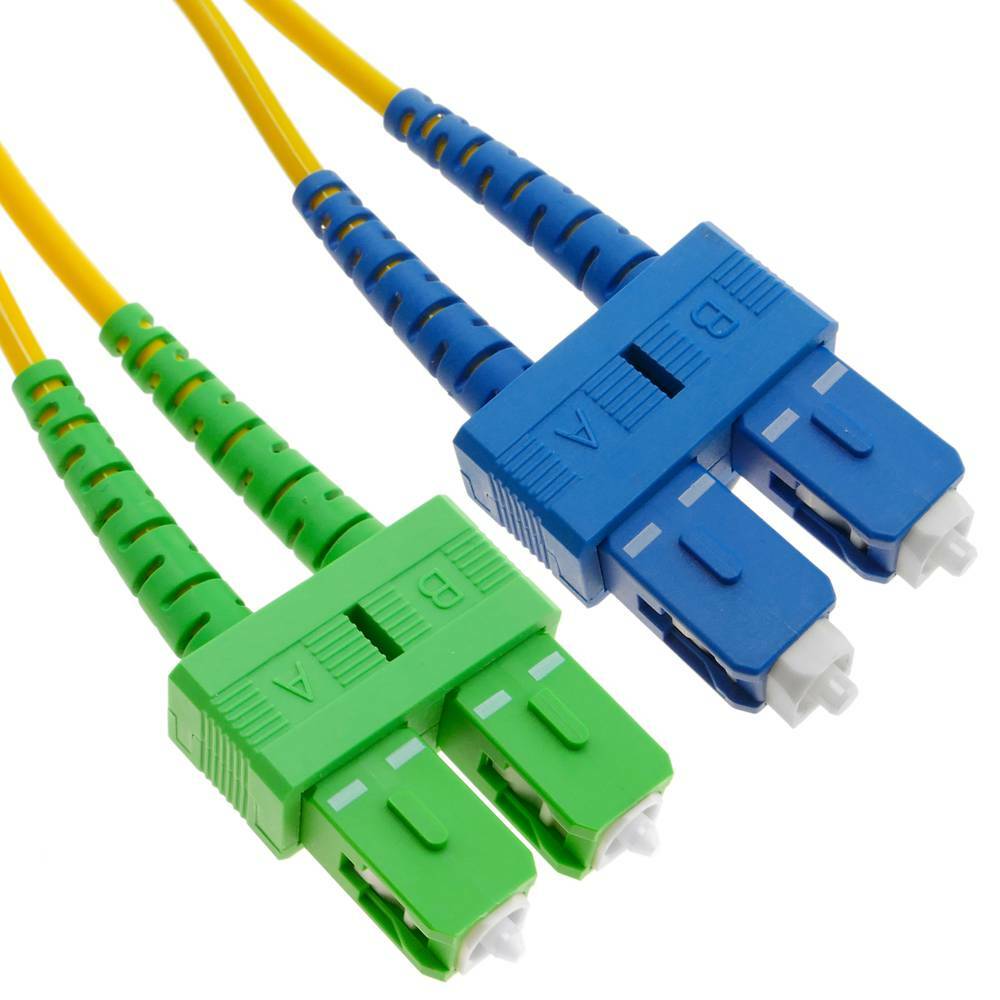 1m SC(UPC)-SC(APC) Duplex 9/125 OS2 Singlemode Fiber Cable Yellow OFNR 3FT