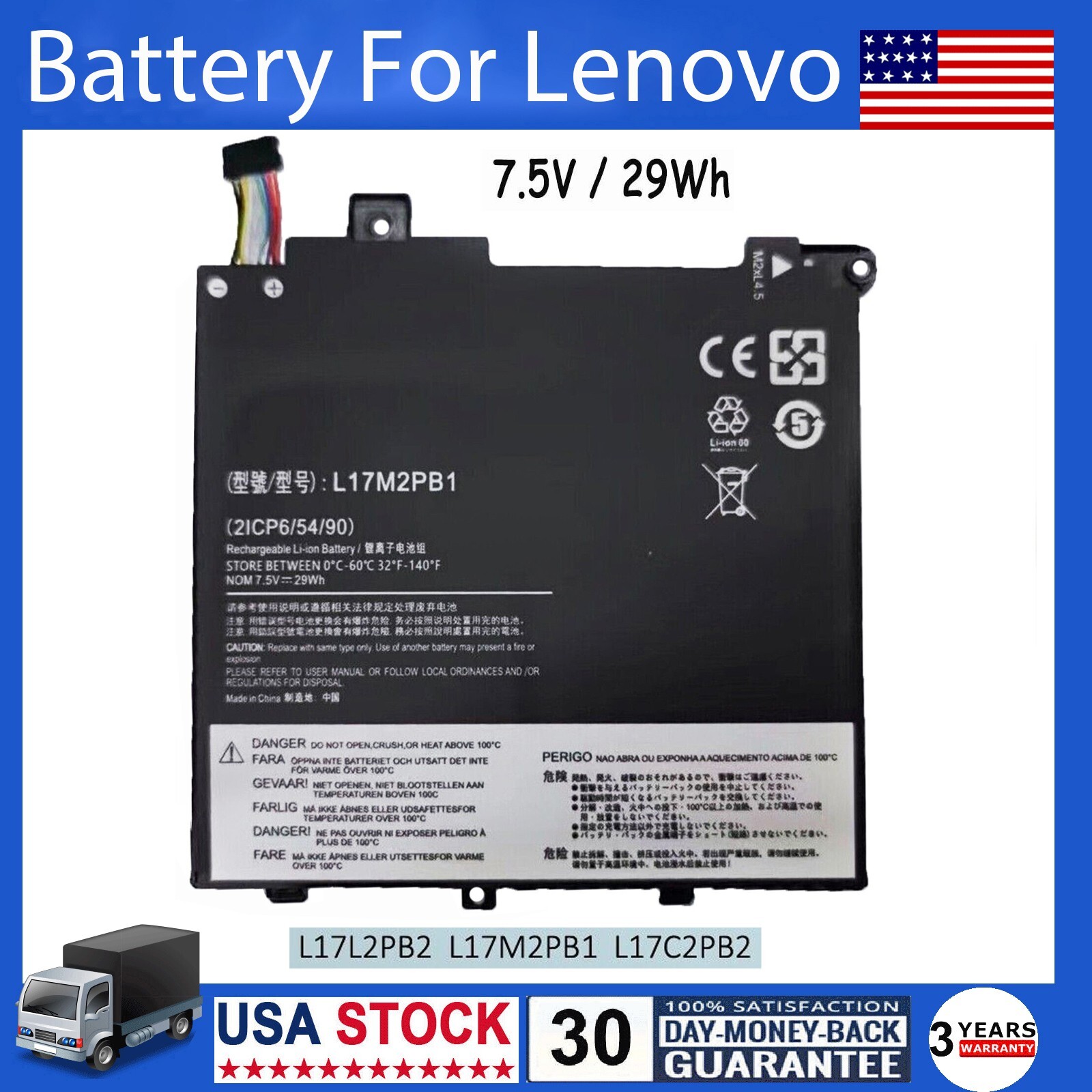L17M2PB1 L17C2PB1 Battery For Lenovo V130-14IGM V130-14IKB V330-14IKB V330-14ARR