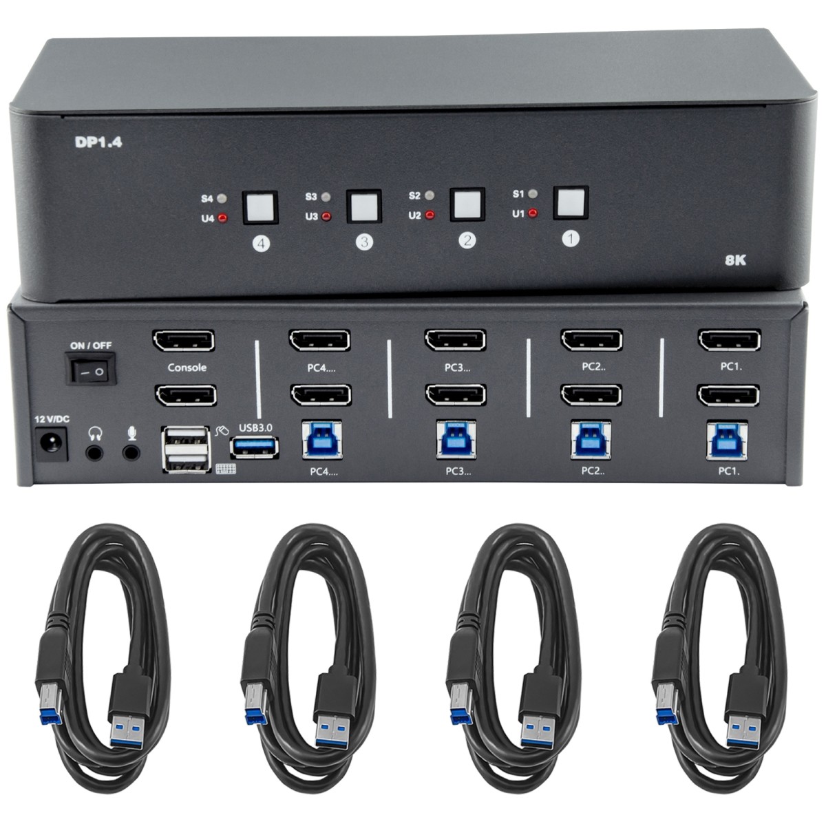 Bytecc KVM-DP4-2 4 In 2 Out 8K Displayport 1.4 Kvm Swith