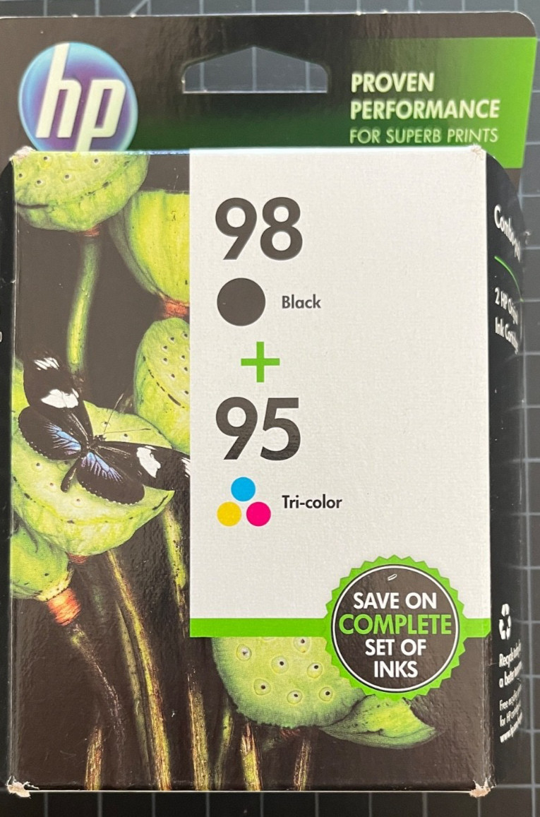 Genuine HP 98 Black 95 Tri Color Ink Cartridge Combo Pack CB327FN Original OEM